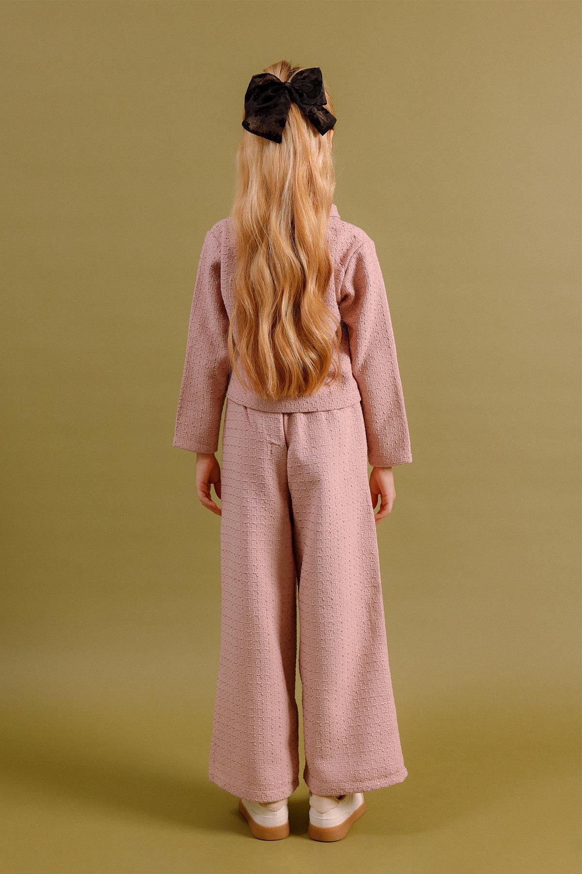 Kız Çocuk Düğmeli Ceket Pantolon 2’li Takım – Özel Gün Kombini