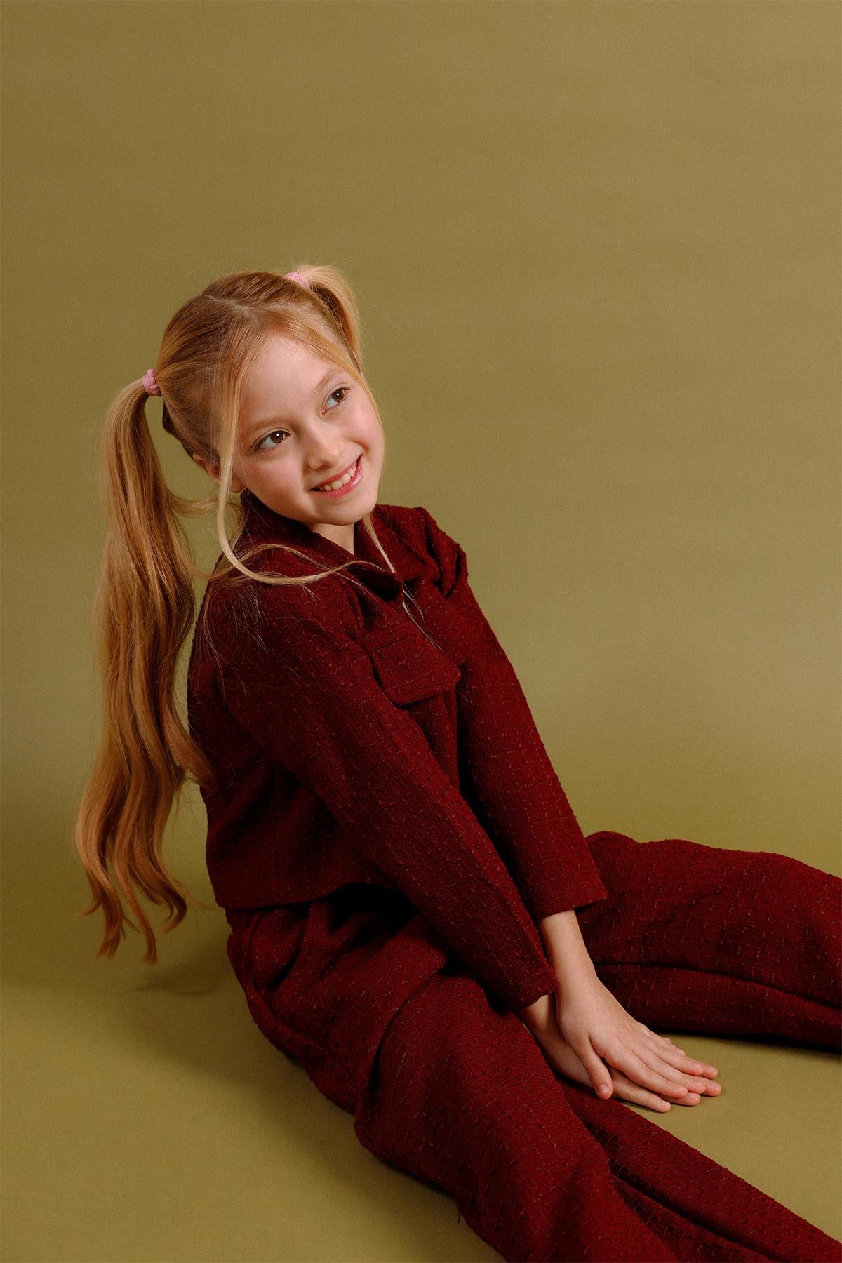 Kız Çocuk Düğmeli Ceket Pantolon 2’li Takım – Özel Gün Kombini