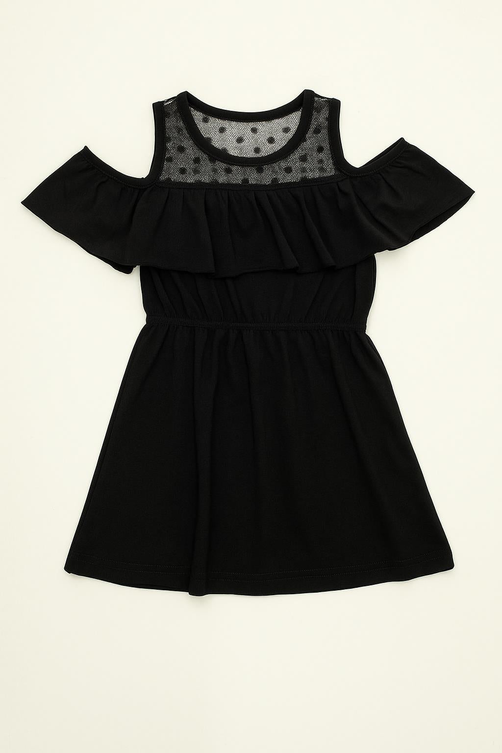 Kız Çocuk Fırfırlı Dantel Detaylı Pamuklu Elbise