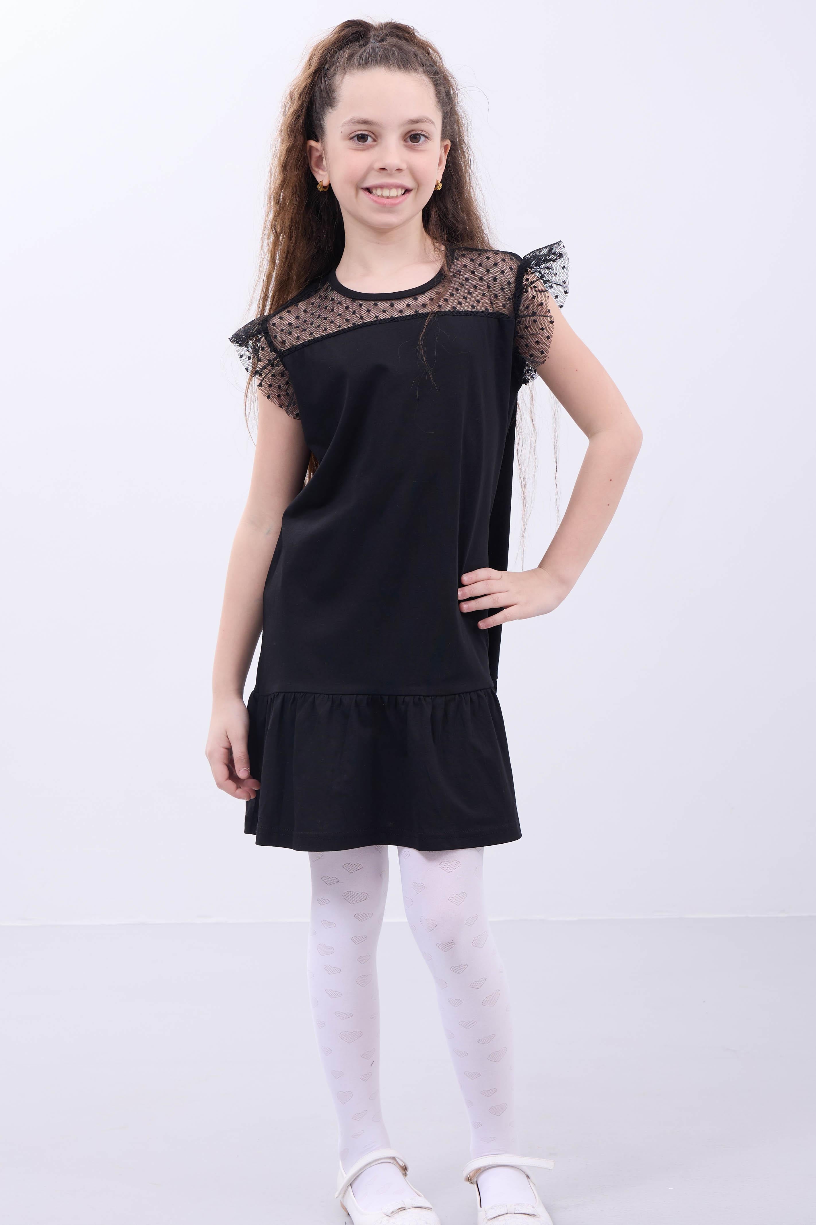 Kız Çocuk Fırfırlı Dantel Detaylı Pamuklu Elbise