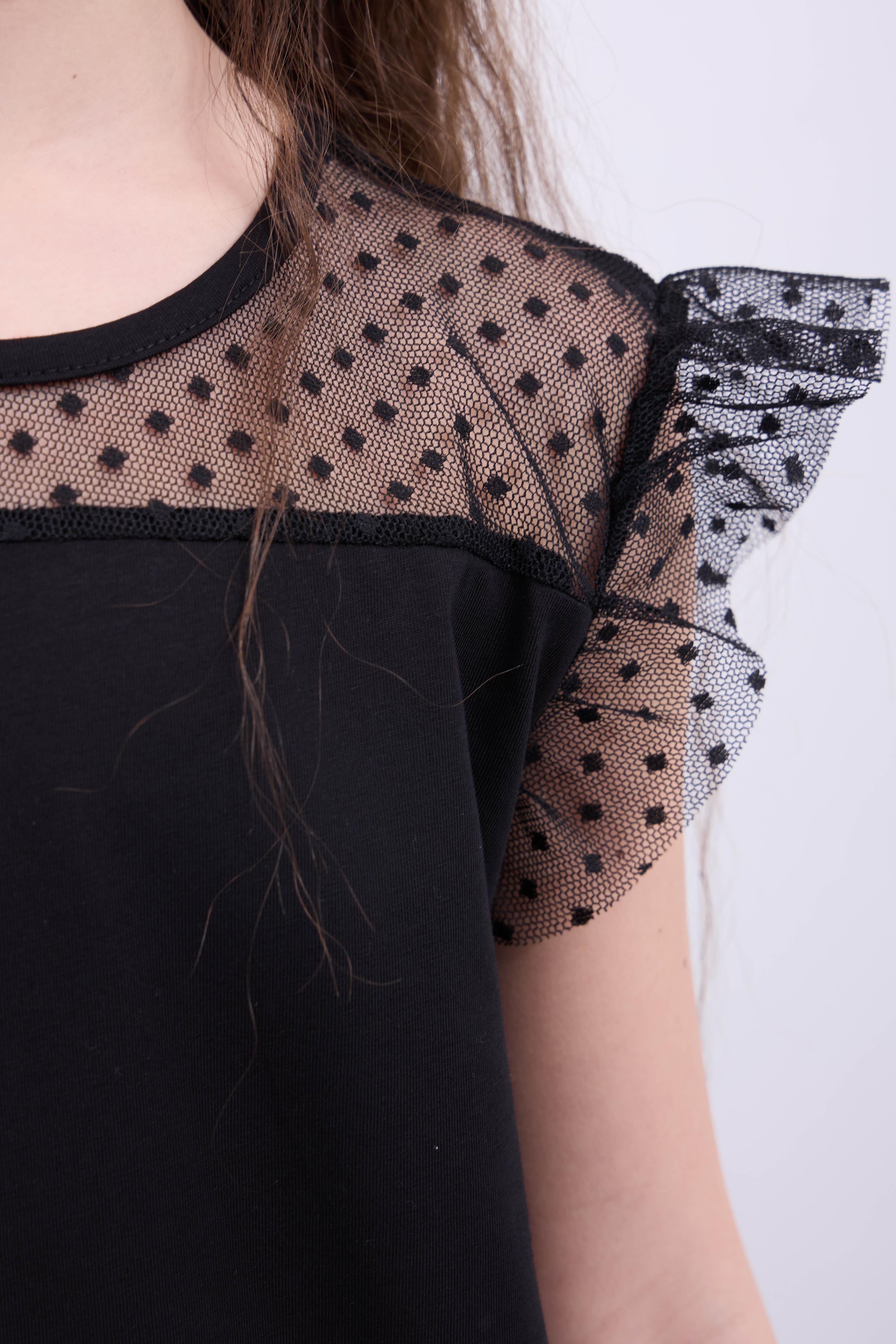 Kız Çocuk Fırfırlı Dantel Detaylı Pamuklu Elbise