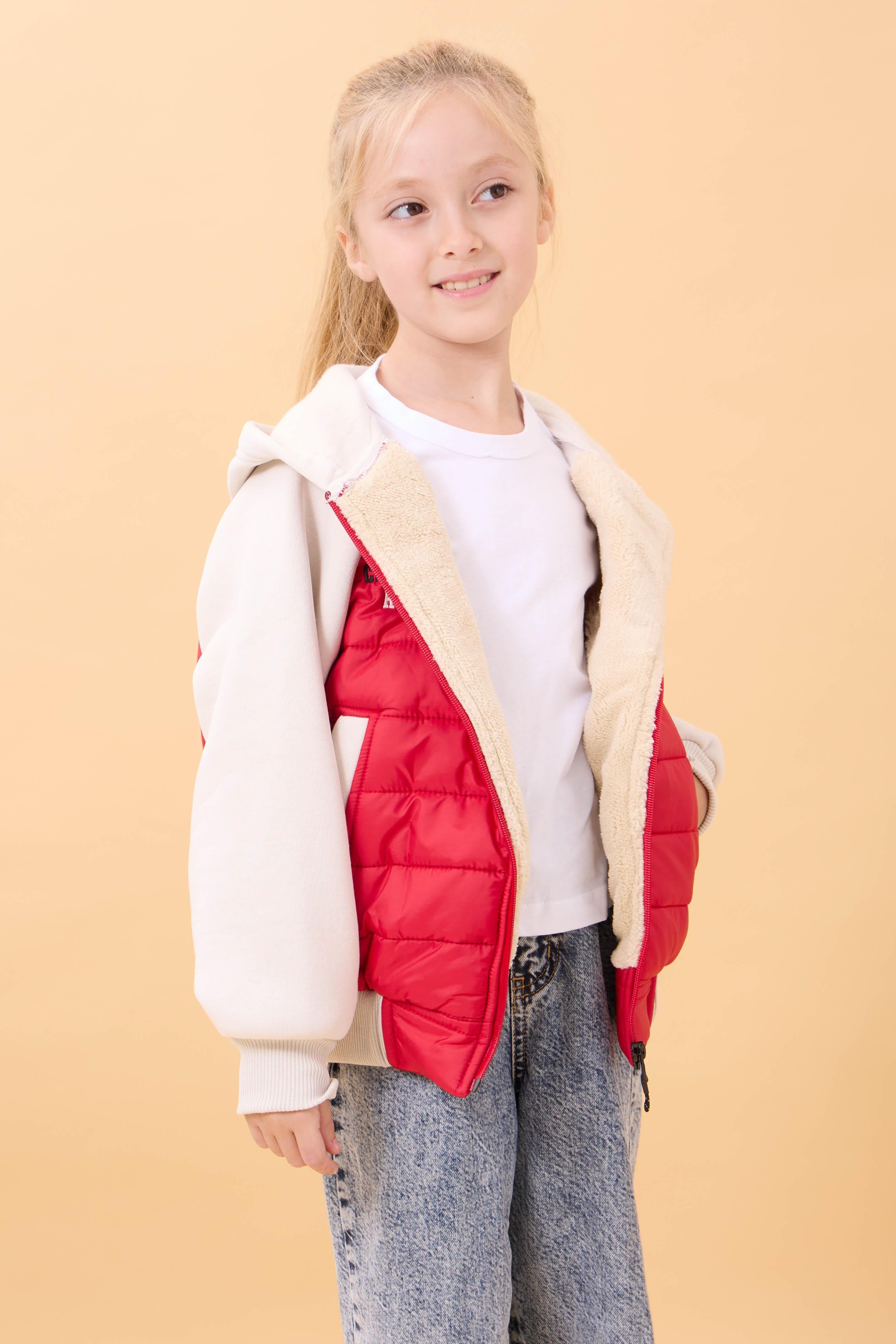 Kız Çocuk İçi Peluşlu Kapüşonlu Kapitone Kolej Ceket