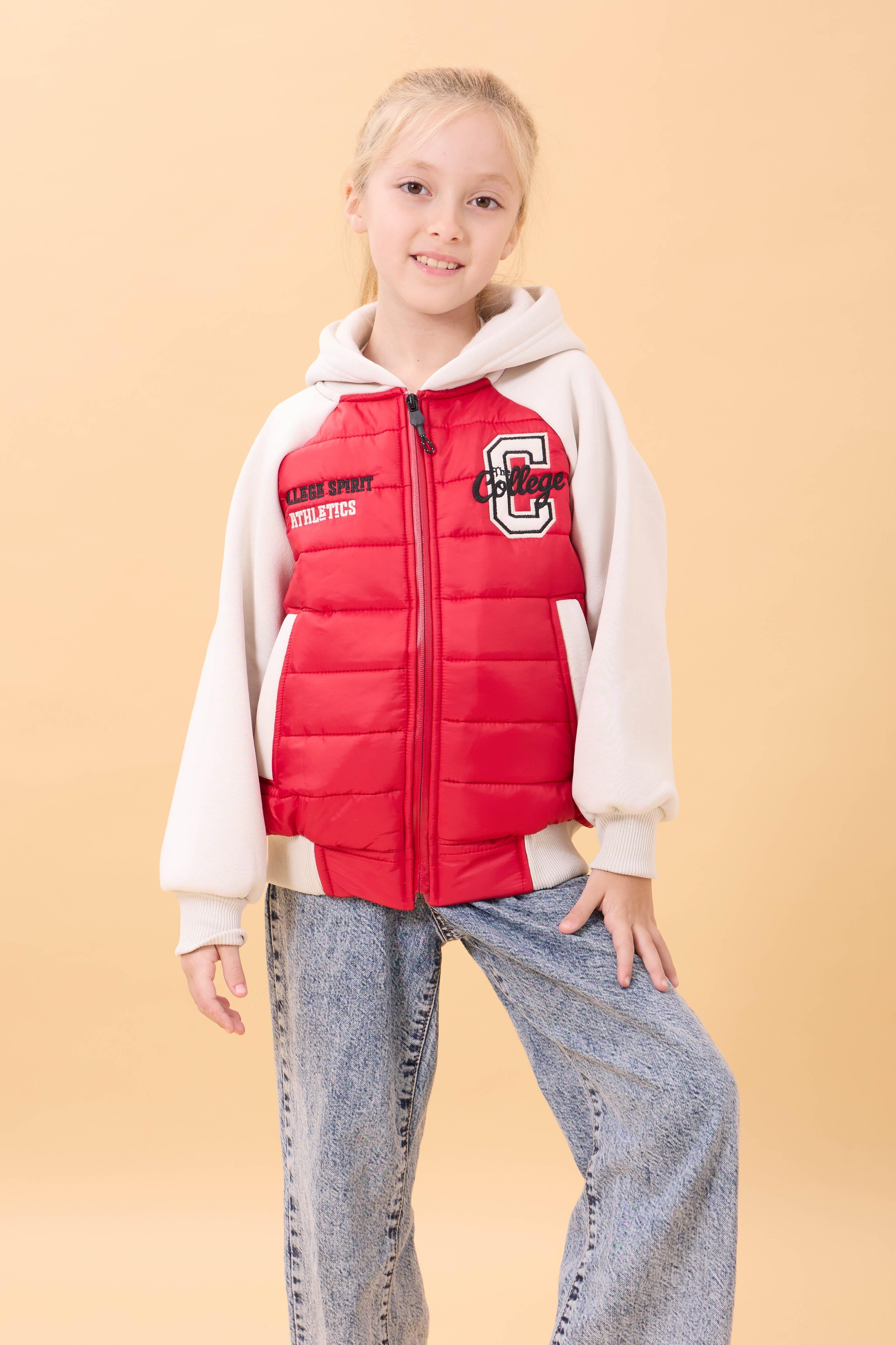 Kız Çocuk İçi Peluşlu Kapüşonlu Kapitone Kolej Ceket