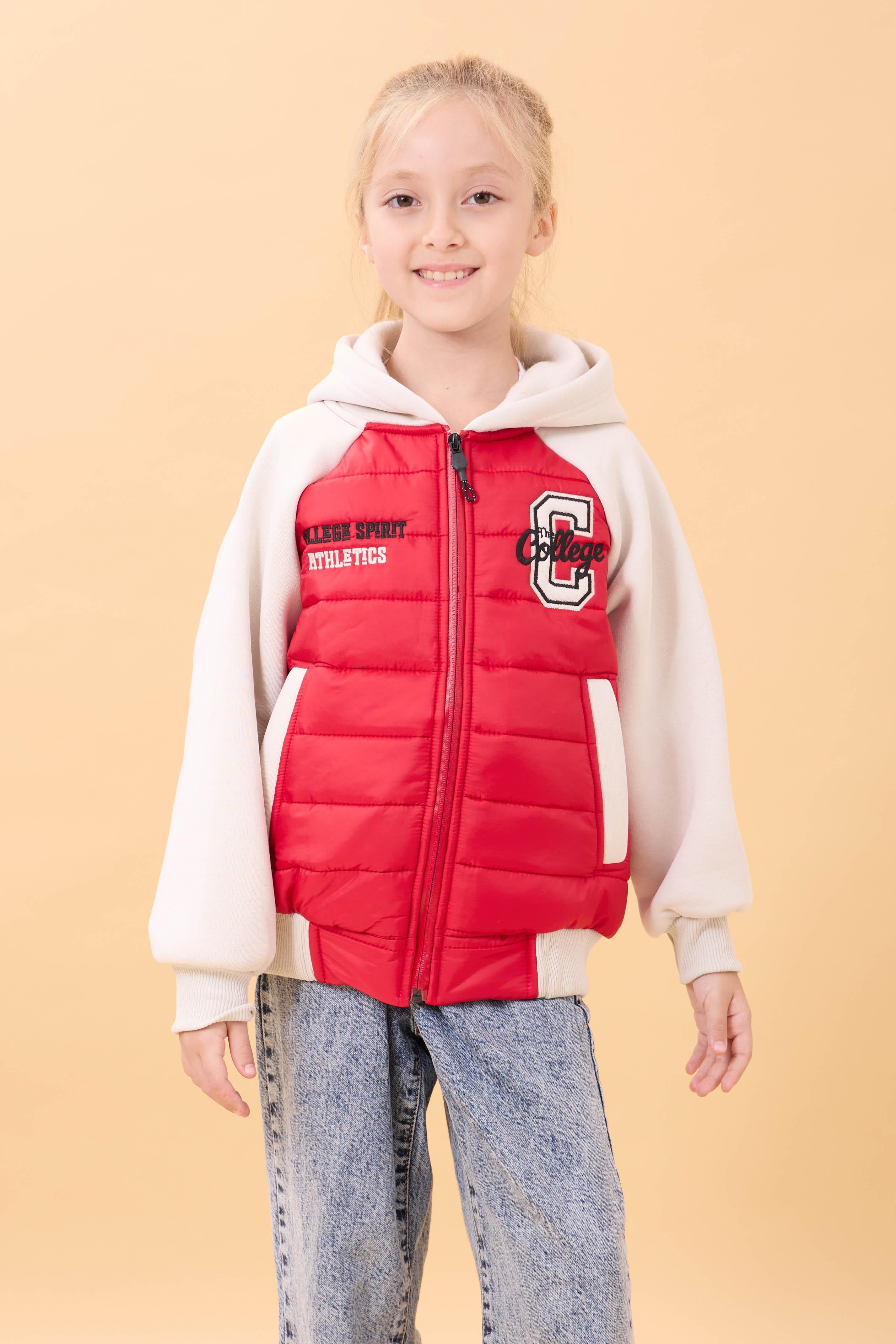 Kız Çocuk İçi Peluşlu Kapüşonlu Kapitone Kolej Ceket