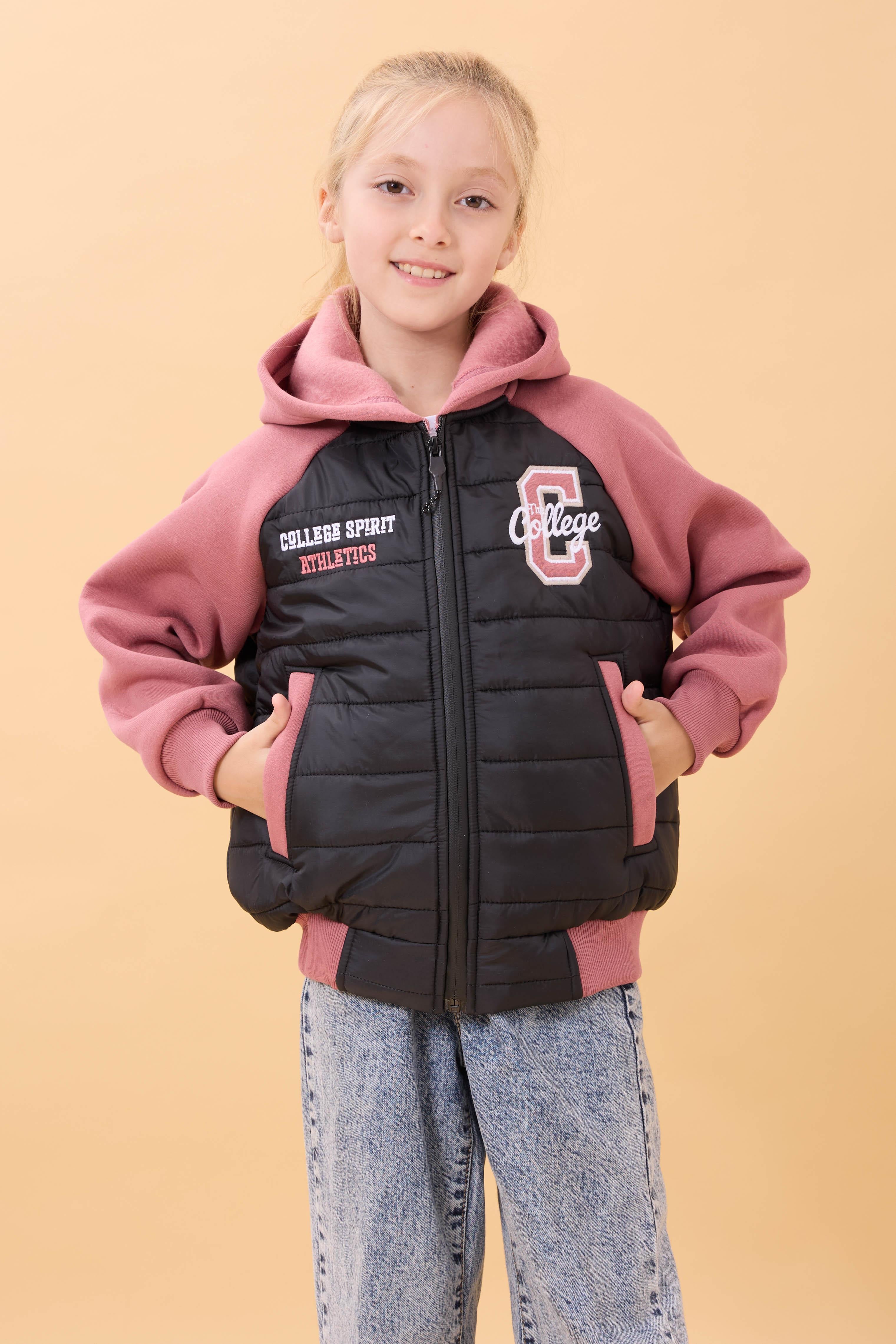 Kız Çocuk İçi Peluşlu Kapüşonlu Kapitone Kolej Ceket