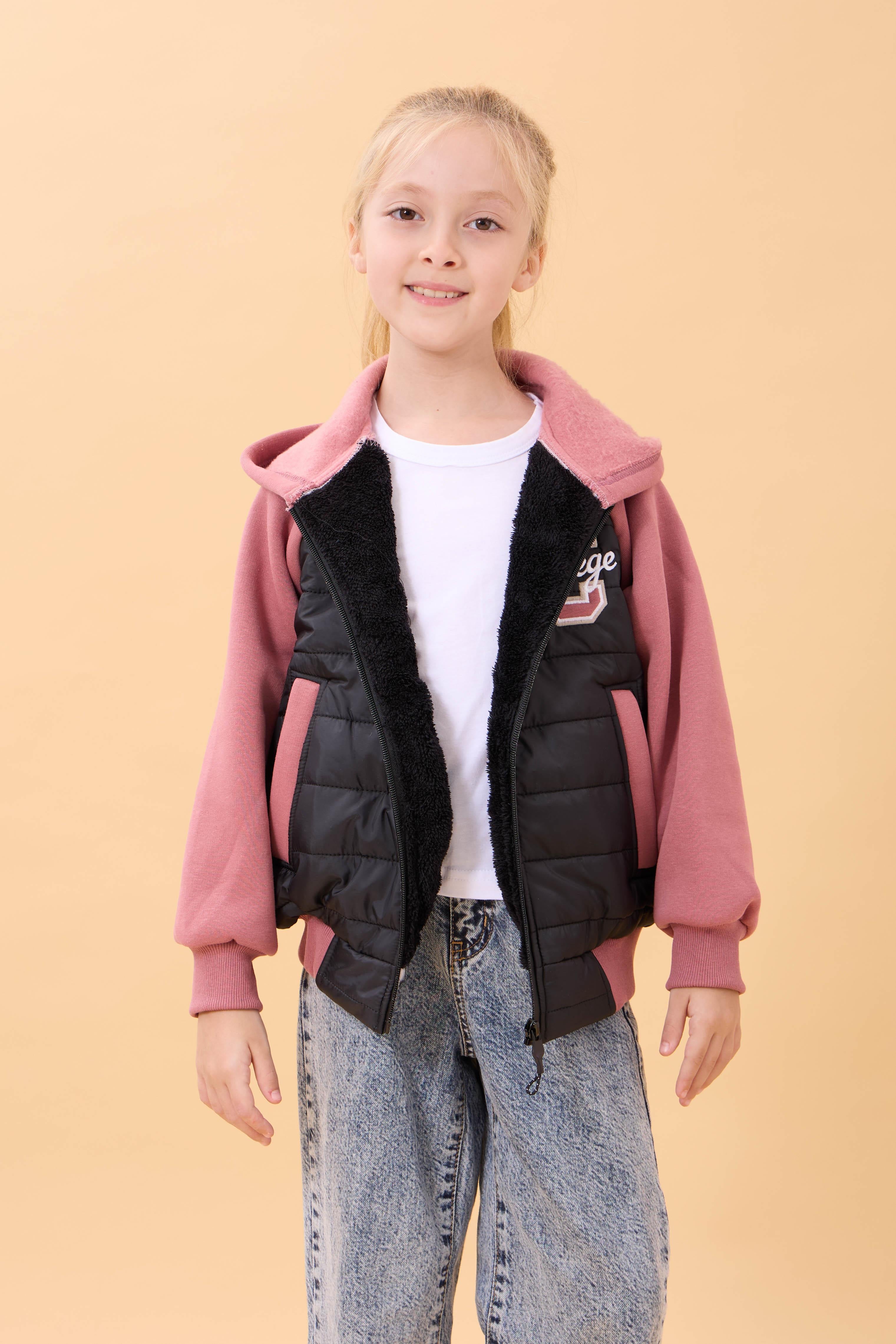 Kız Çocuk İçi Peluşlu Kapüşonlu Kapitone Kolej Ceket