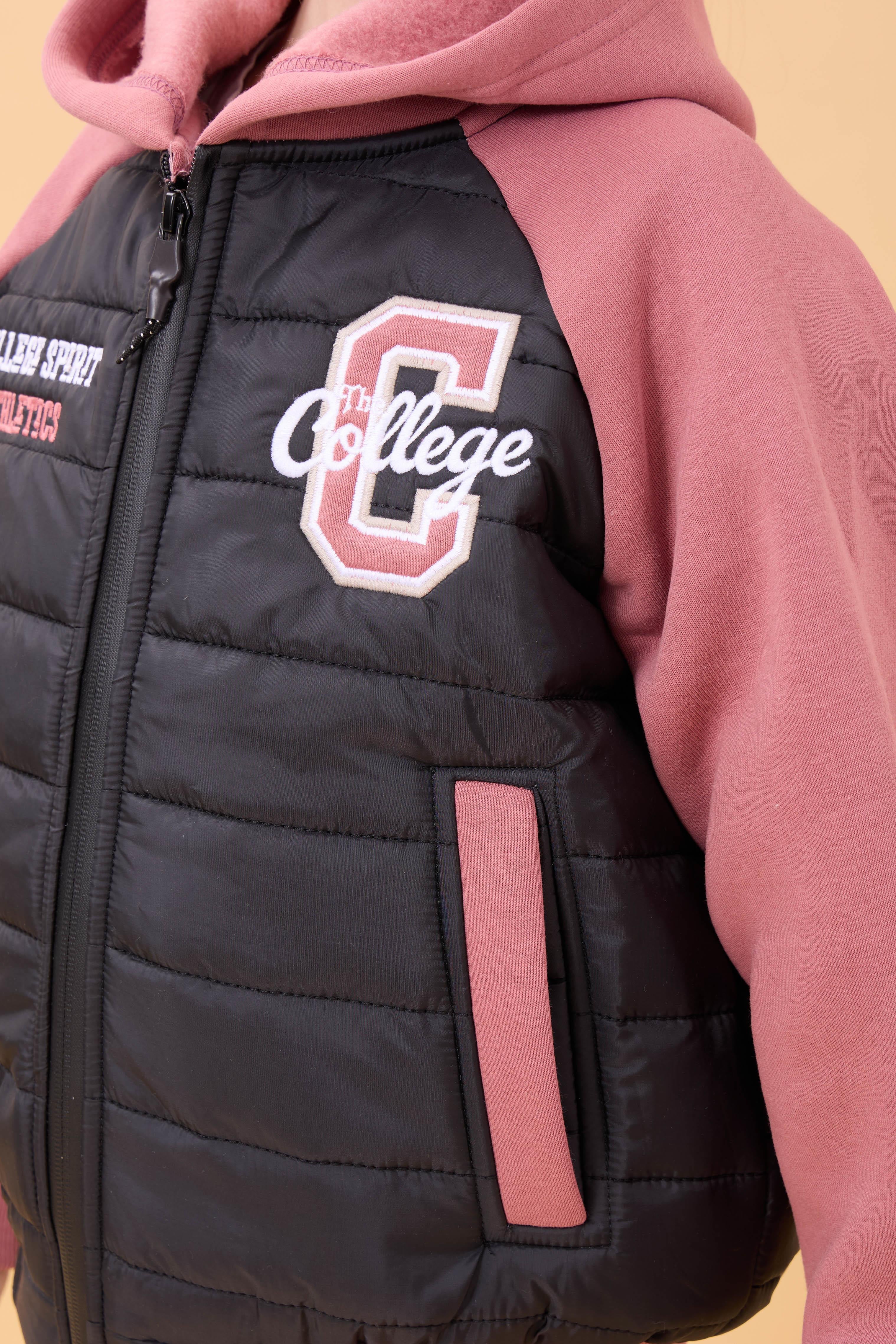 Kız Çocuk İçi Peluşlu Kapüşonlu Kapitone Kolej Ceket