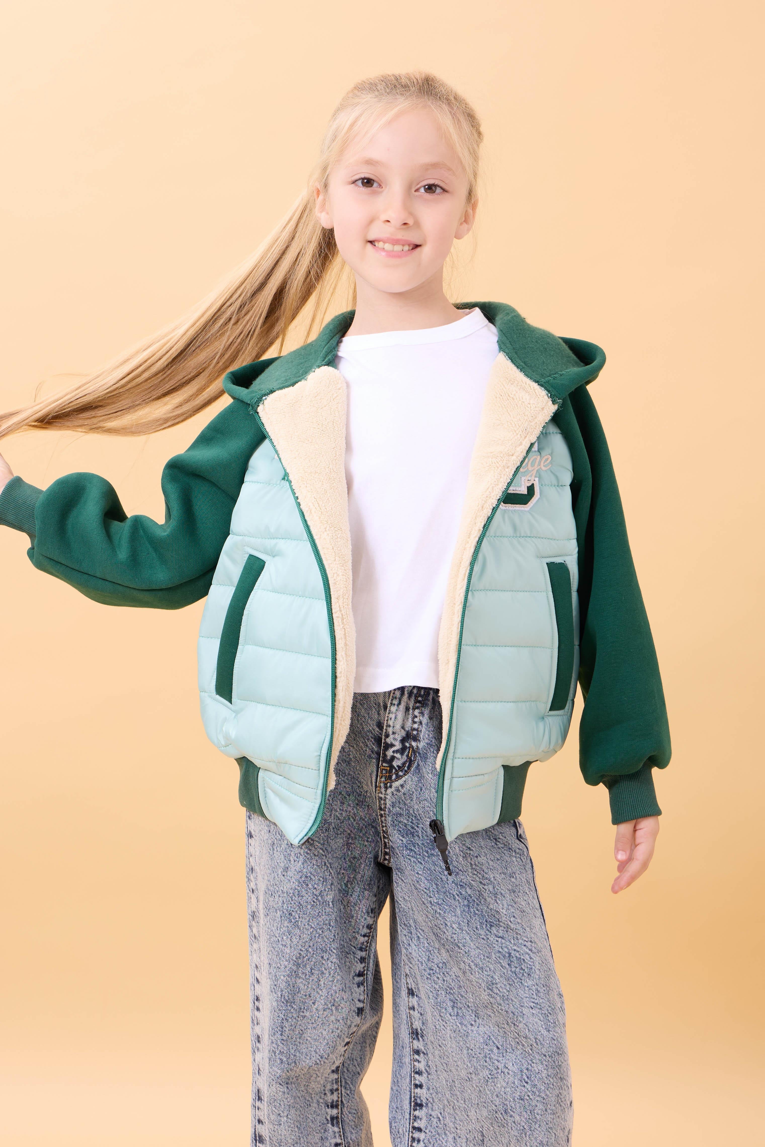 Kız Çocuk İçi Peluşlu Kapüşonlu Kapitone Kolej Ceket