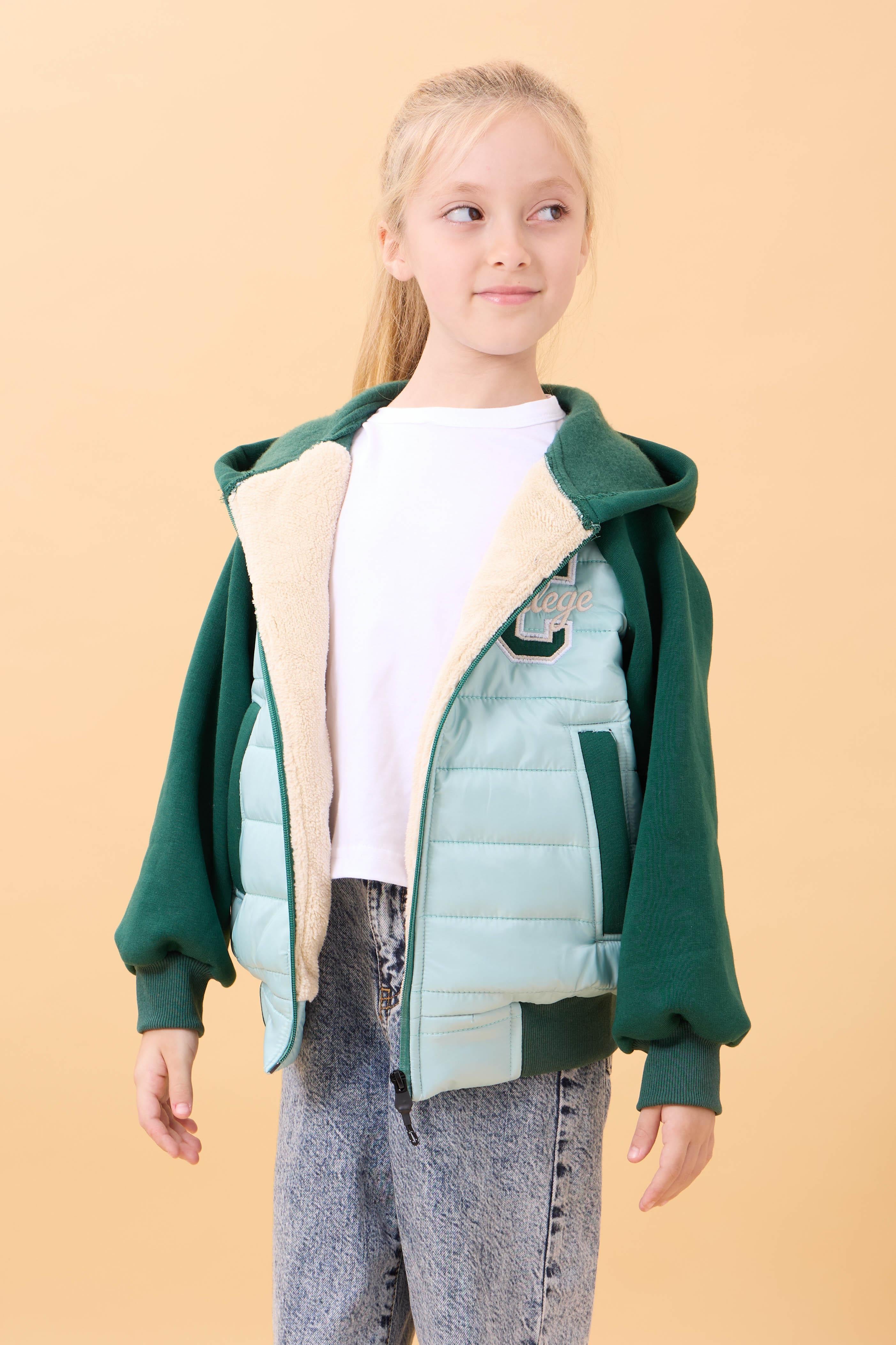 Kız Çocuk İçi Peluşlu Kapüşonlu Kapitone Kolej Ceket