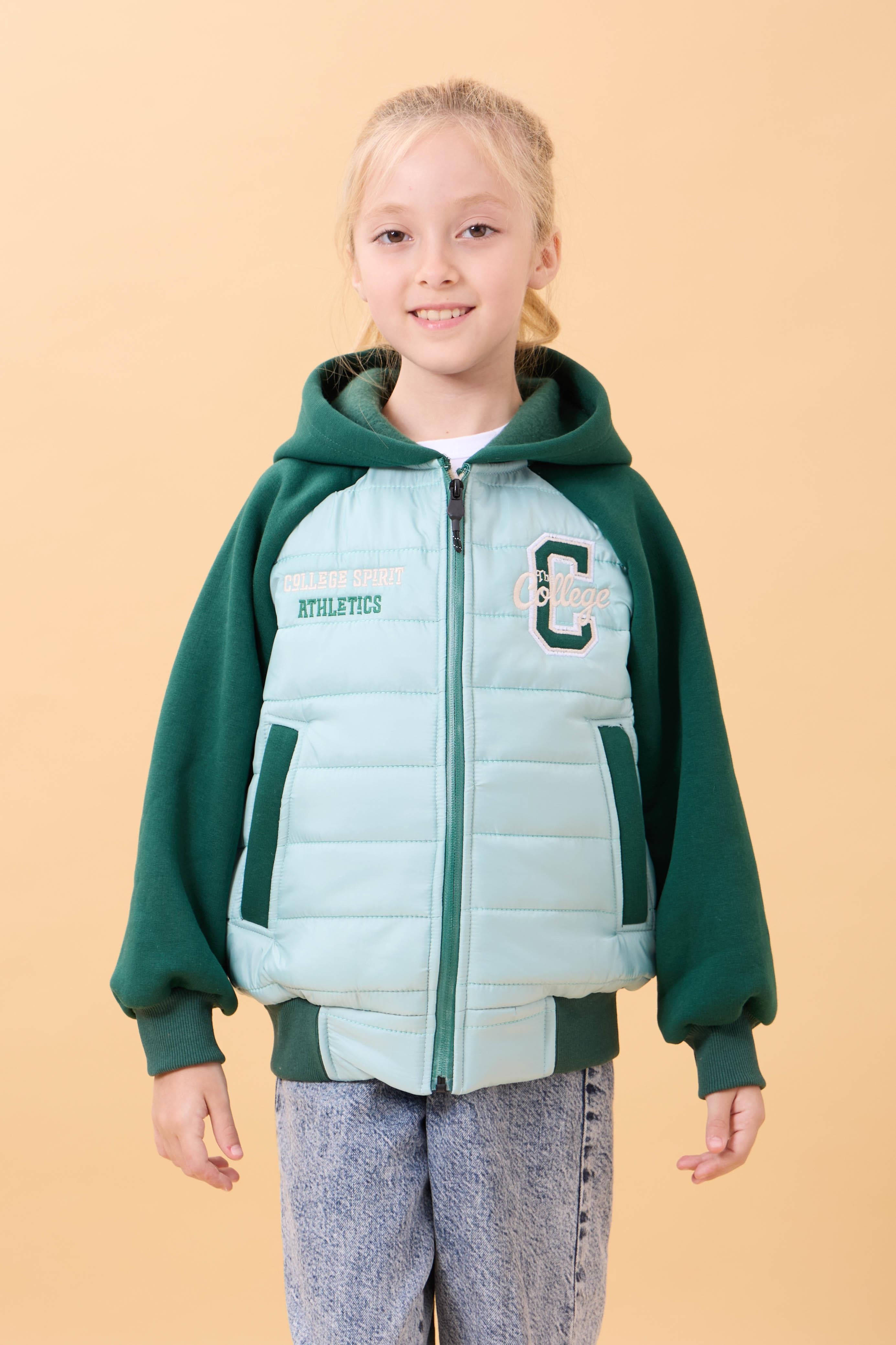 Kız Çocuk İçi Peluşlu Kapüşonlu Kapitone Kolej Ceket