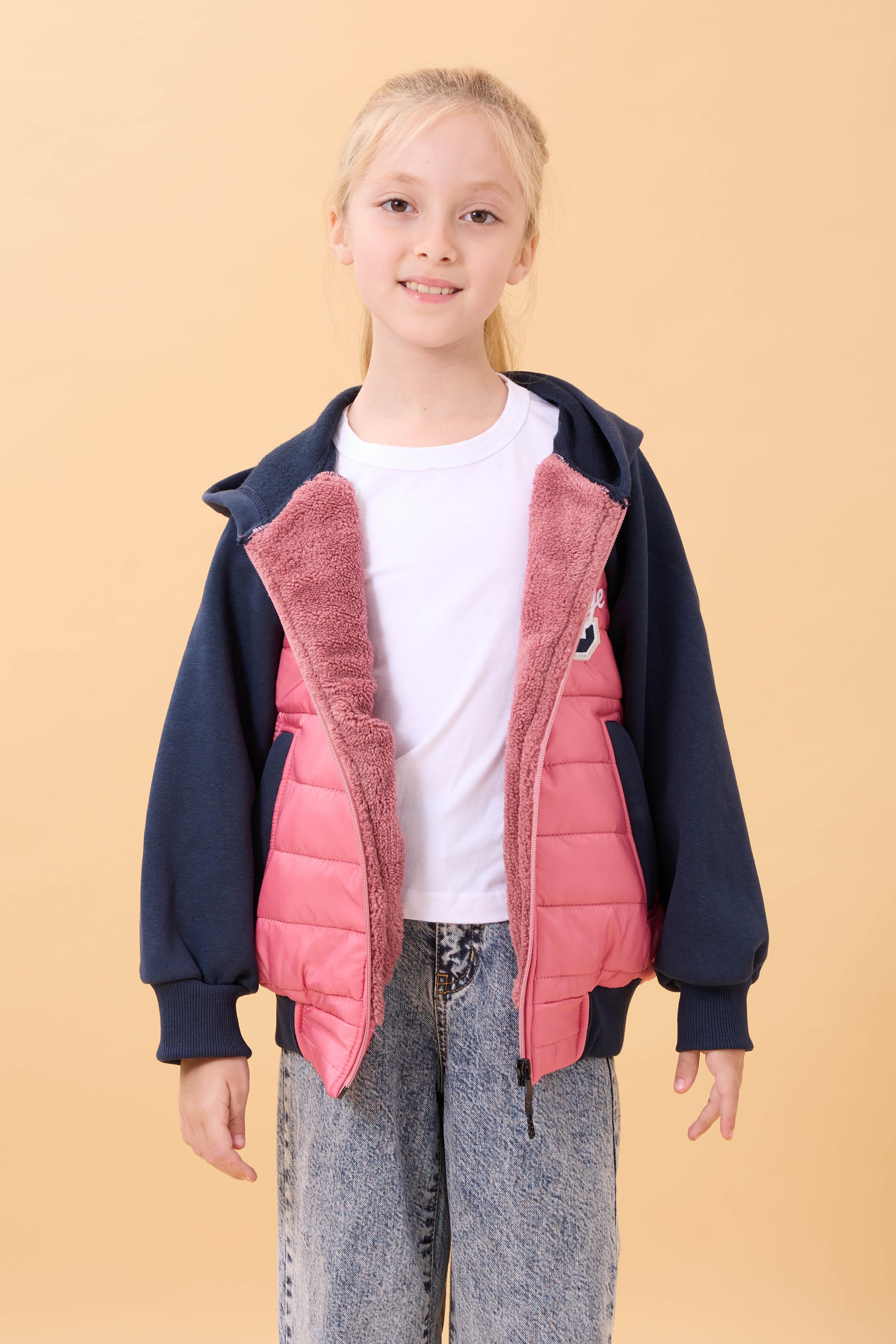 Kız Çocuk İçi Peluşlu Kapüşonlu Kapitone Kolej Ceket