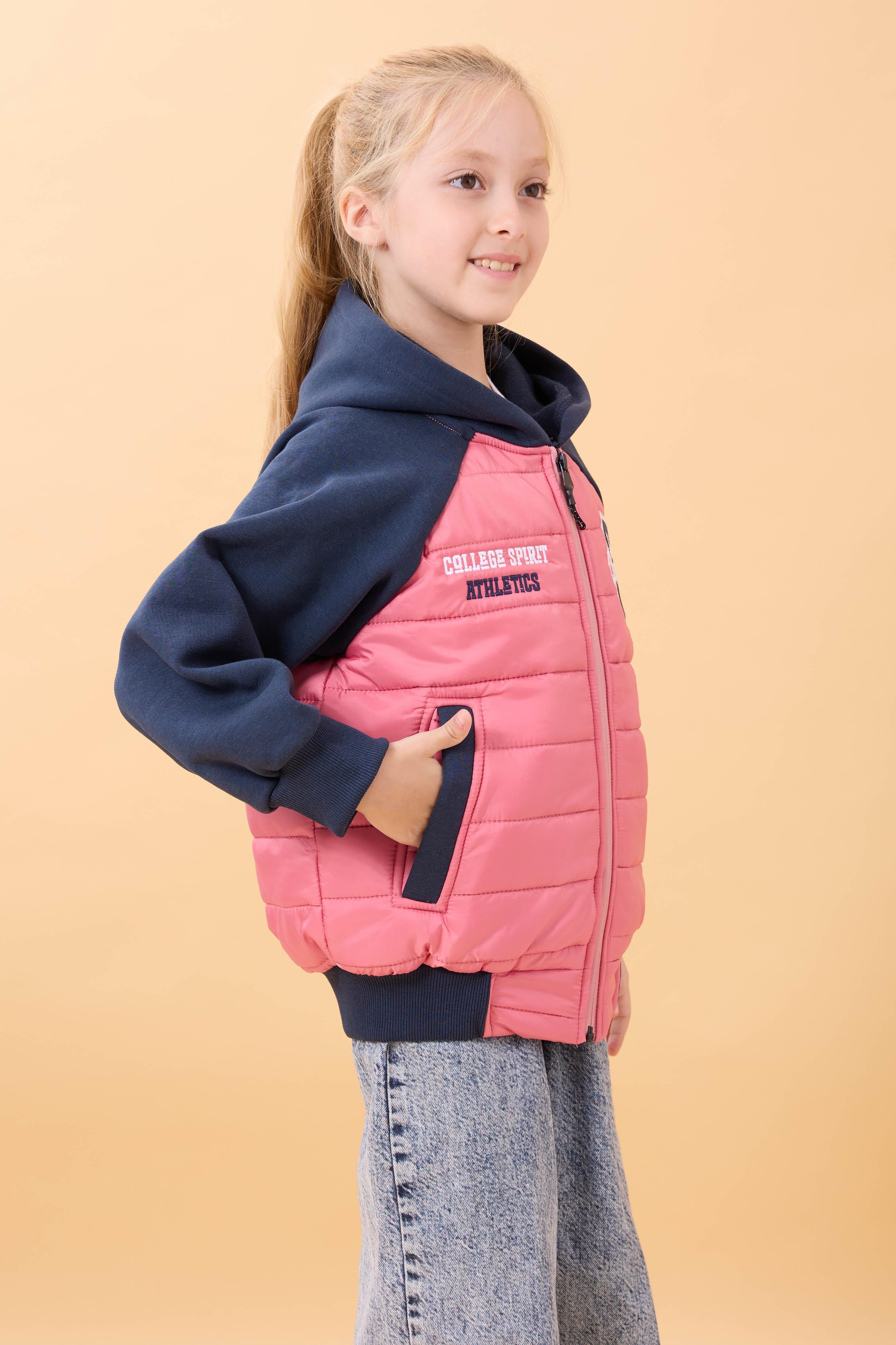 Kız Çocuk İçi Peluşlu Kapüşonlu Kapitone Kolej Ceket