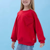 Kız Çocuk Kalp Cep Detaylı Balon Kollu Şardonlu Sweatshirt