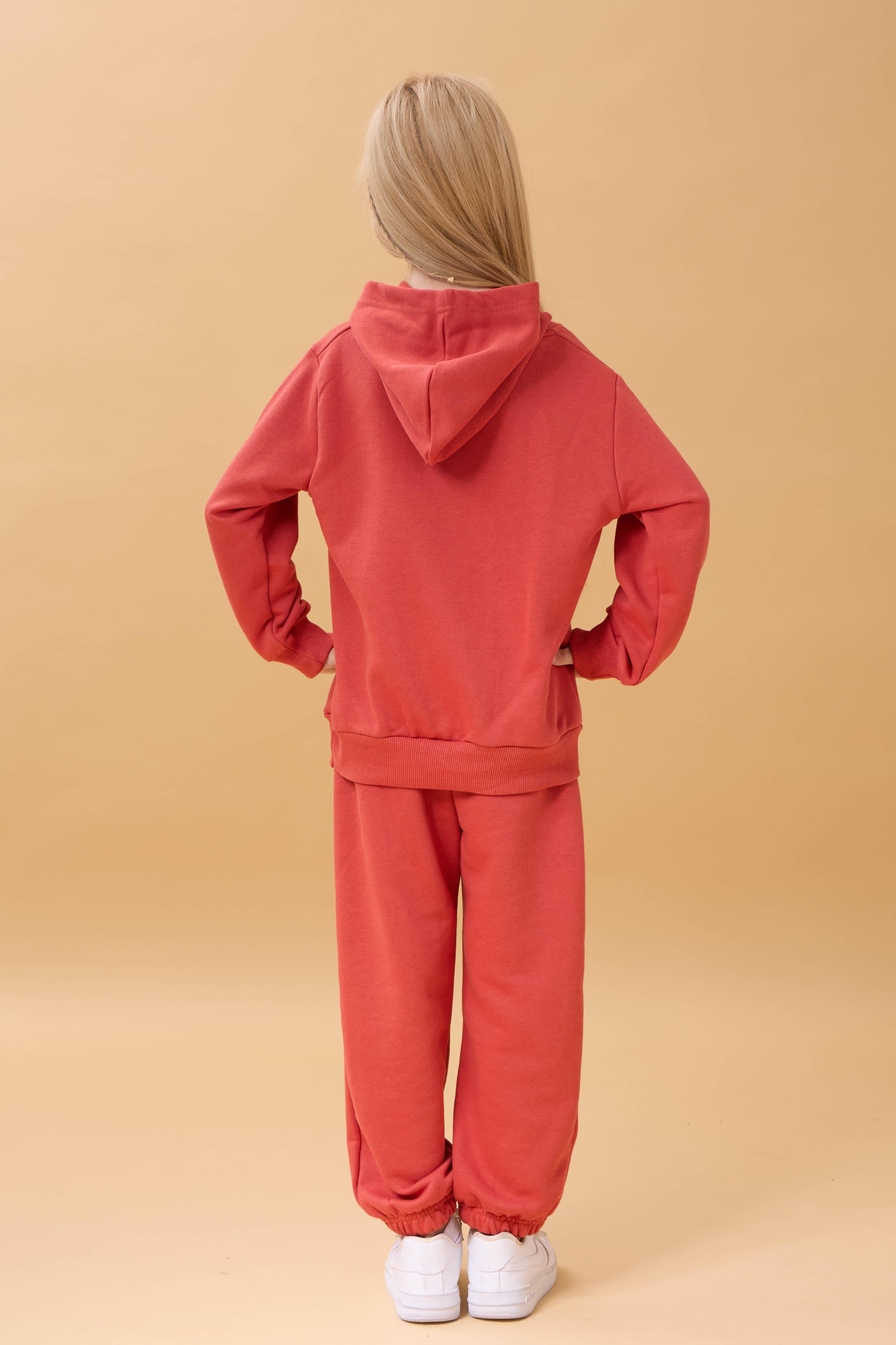 Kız Çocuk Kapüşonlu Çiçek Aplikeli Alt Üst Mevsimlik Takım