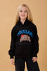 Kız Çocuk Kapüşonlu Kruvasan Baskılı İçi Polarlı Sweatshirt