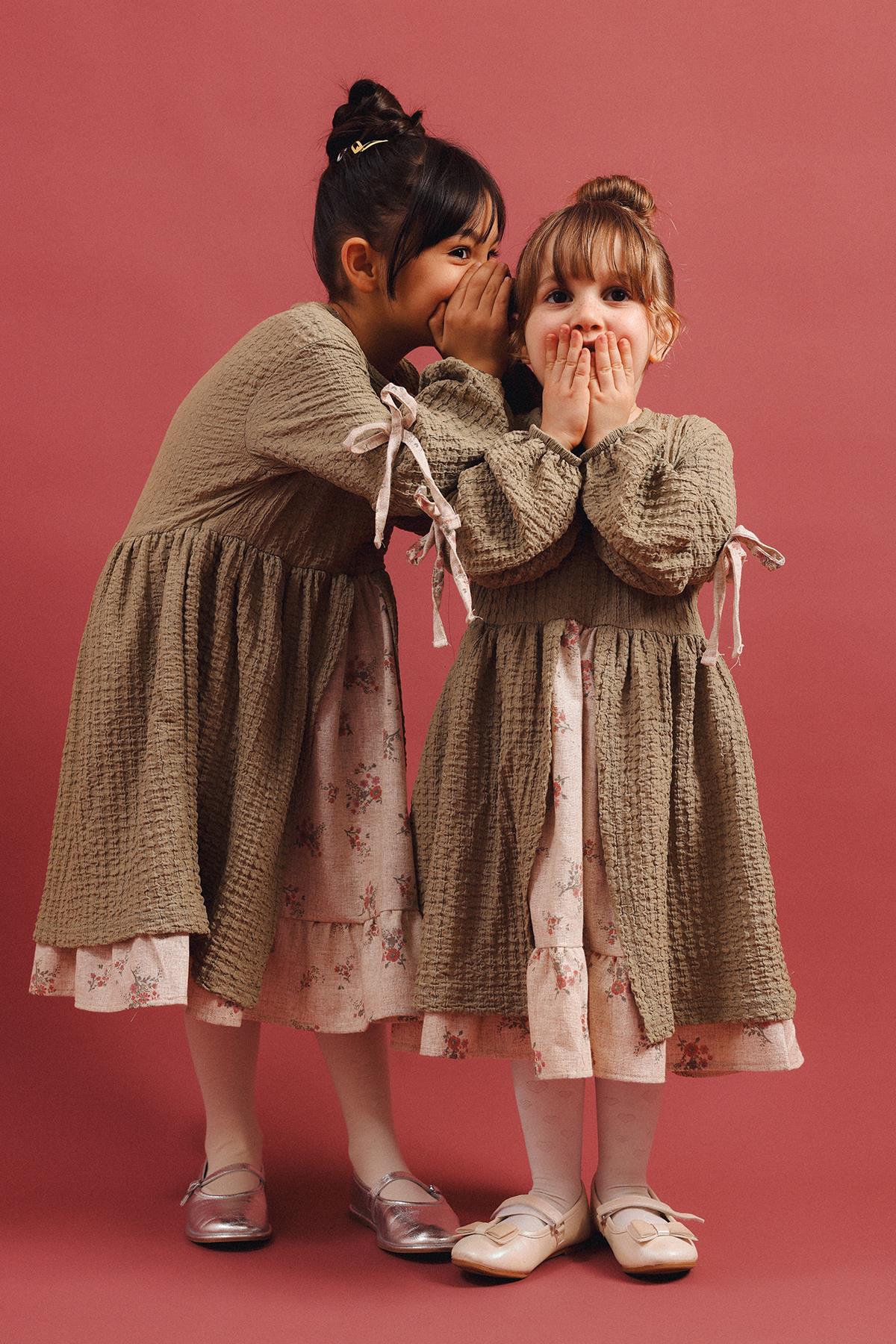 Kız Çocuk Keten Özel Gün Prenses Elbisesi