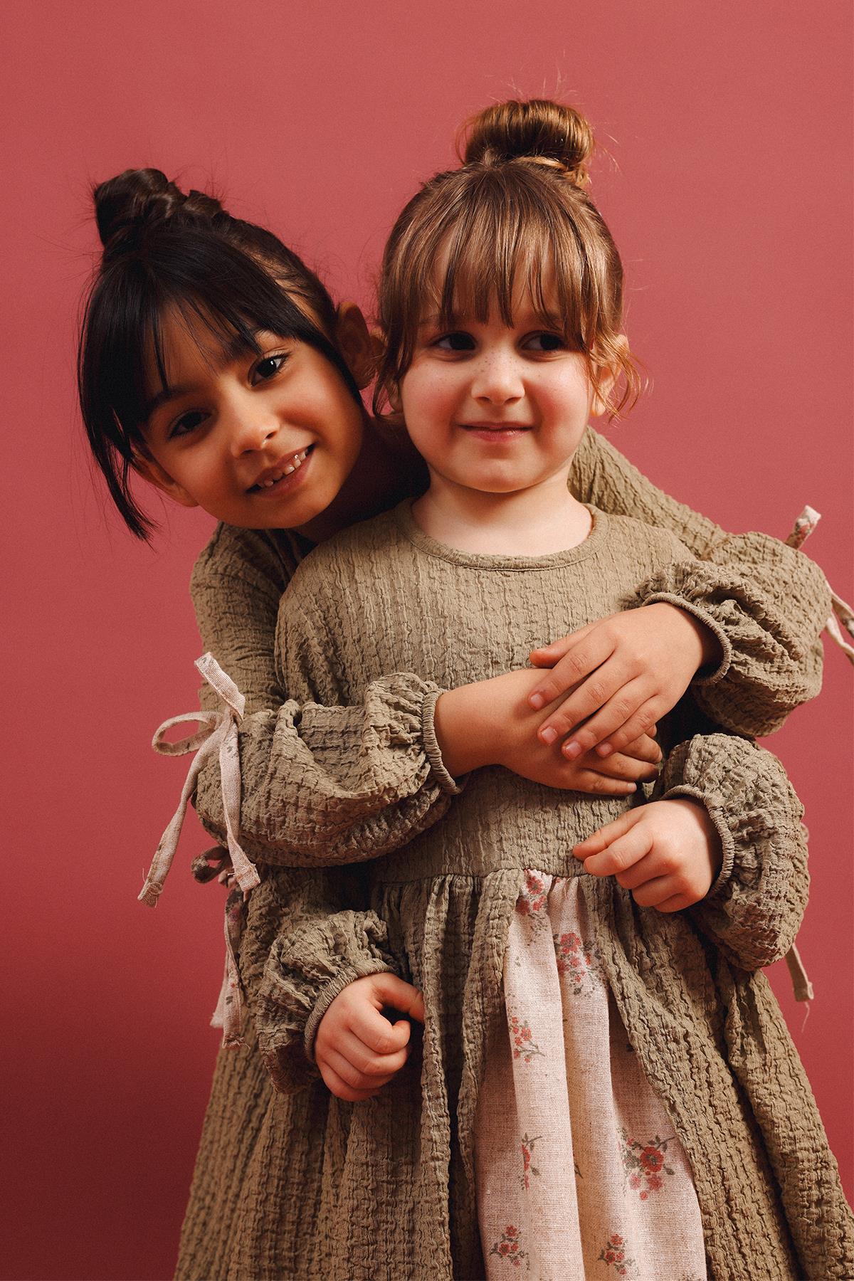 Kız Çocuk Keten Özel Gün Prenses Elbisesi