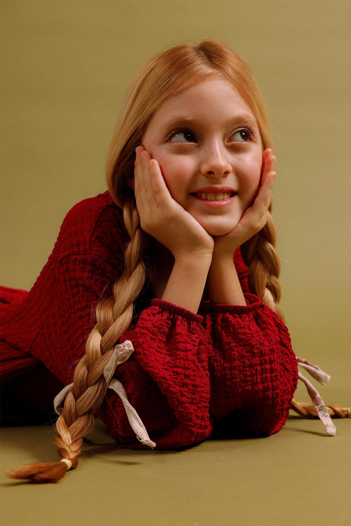 Kız Çocuk Keten Özel Gün Prenses Elbisesi