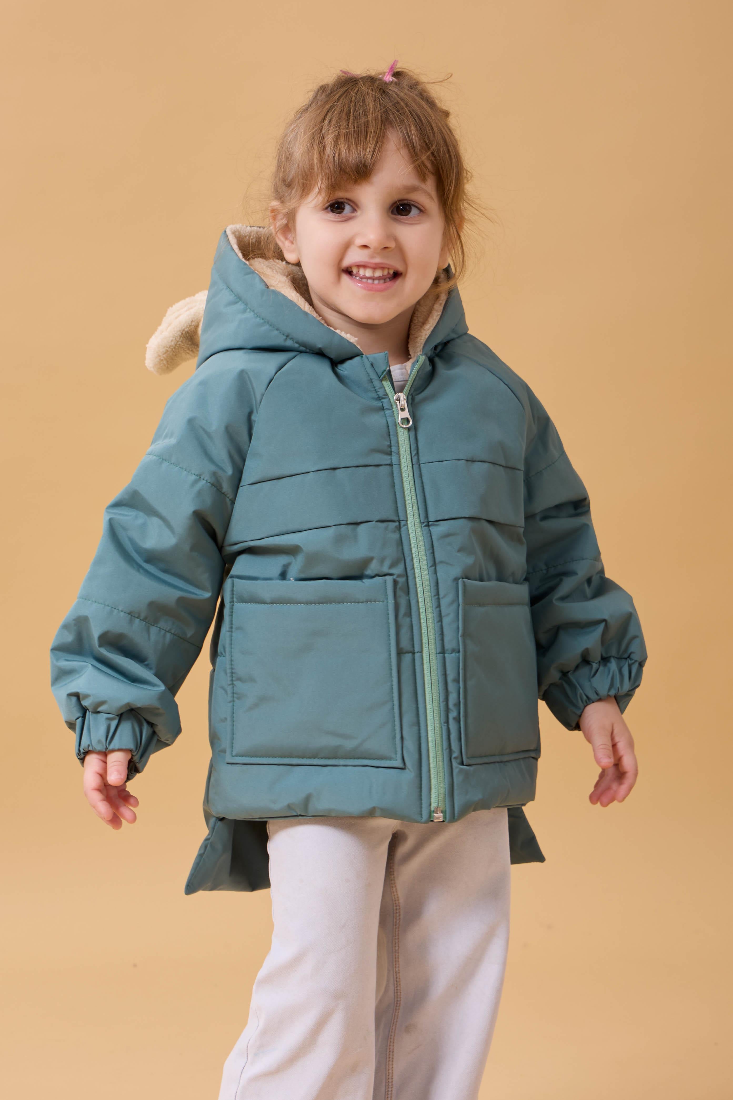 Kız Çocuk Kürklü Kulaklı ve Çanta Aksesuarlı Kalın Kışlık Mont