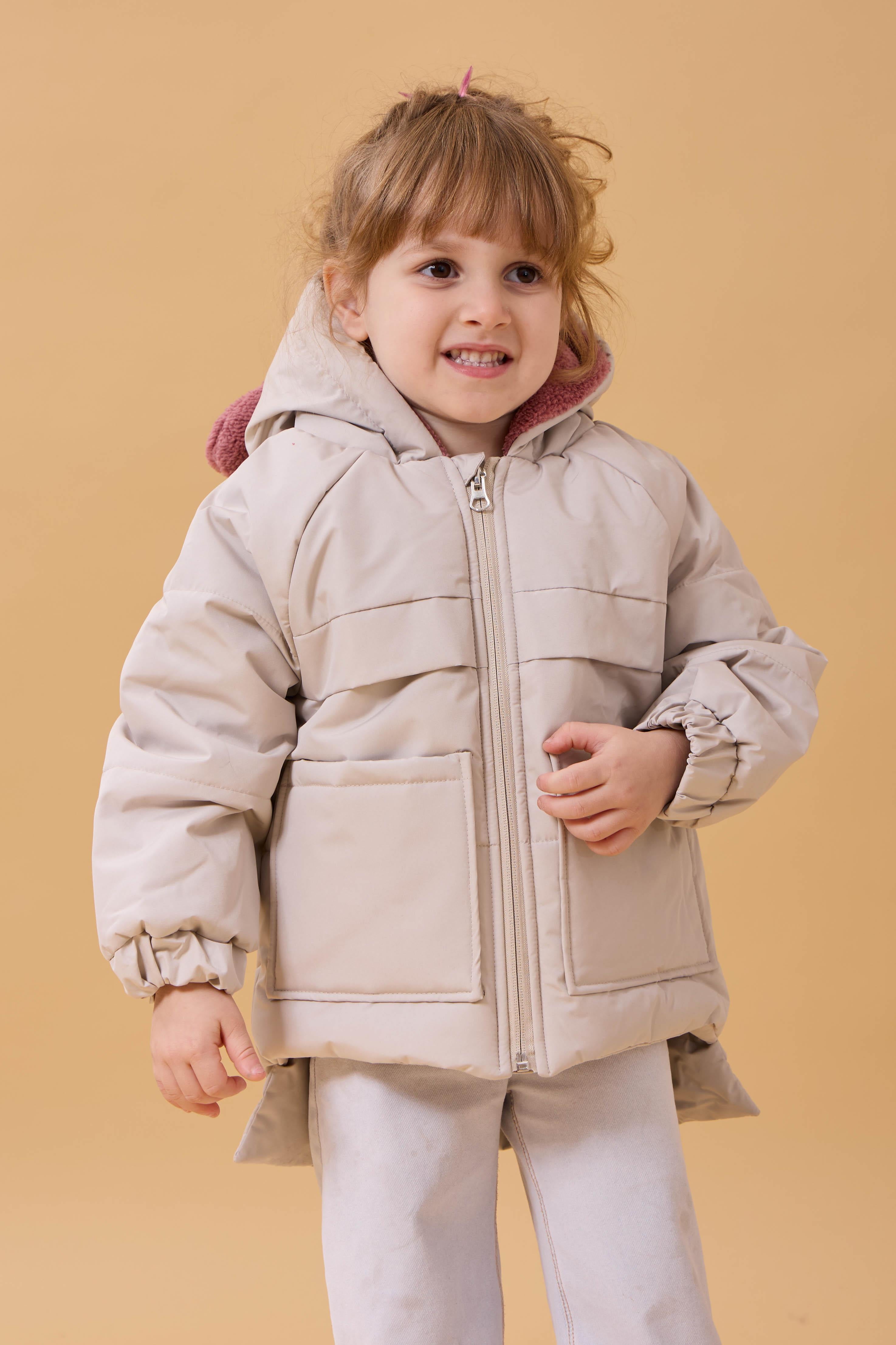 Kız Çocuk Kürklü Kulaklı ve Çanta Aksesuarlı Kalın Kışlık Mont