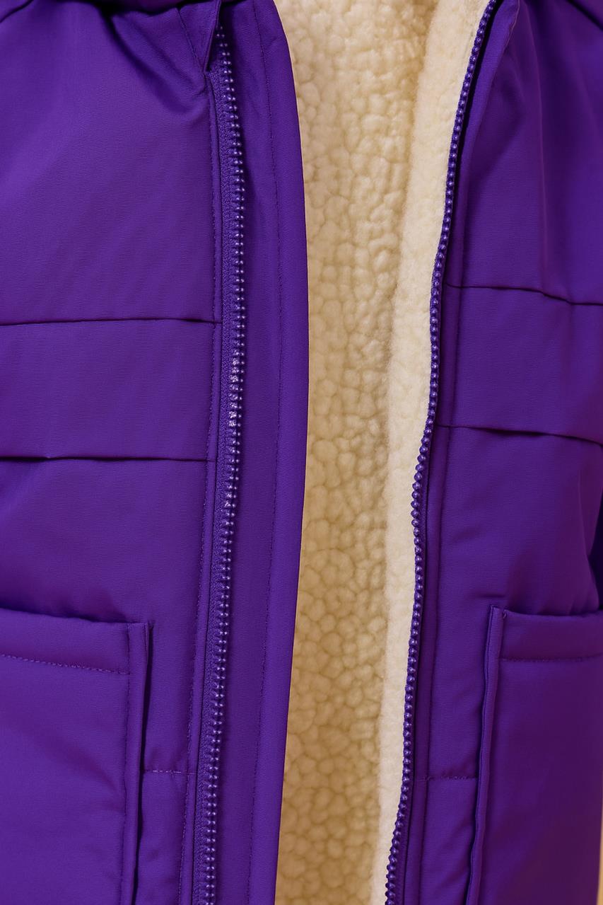 Kız Çocuk Kürklü Kulaklı ve Çanta Aksesuarlı Kalın Kışlık Mont Mor