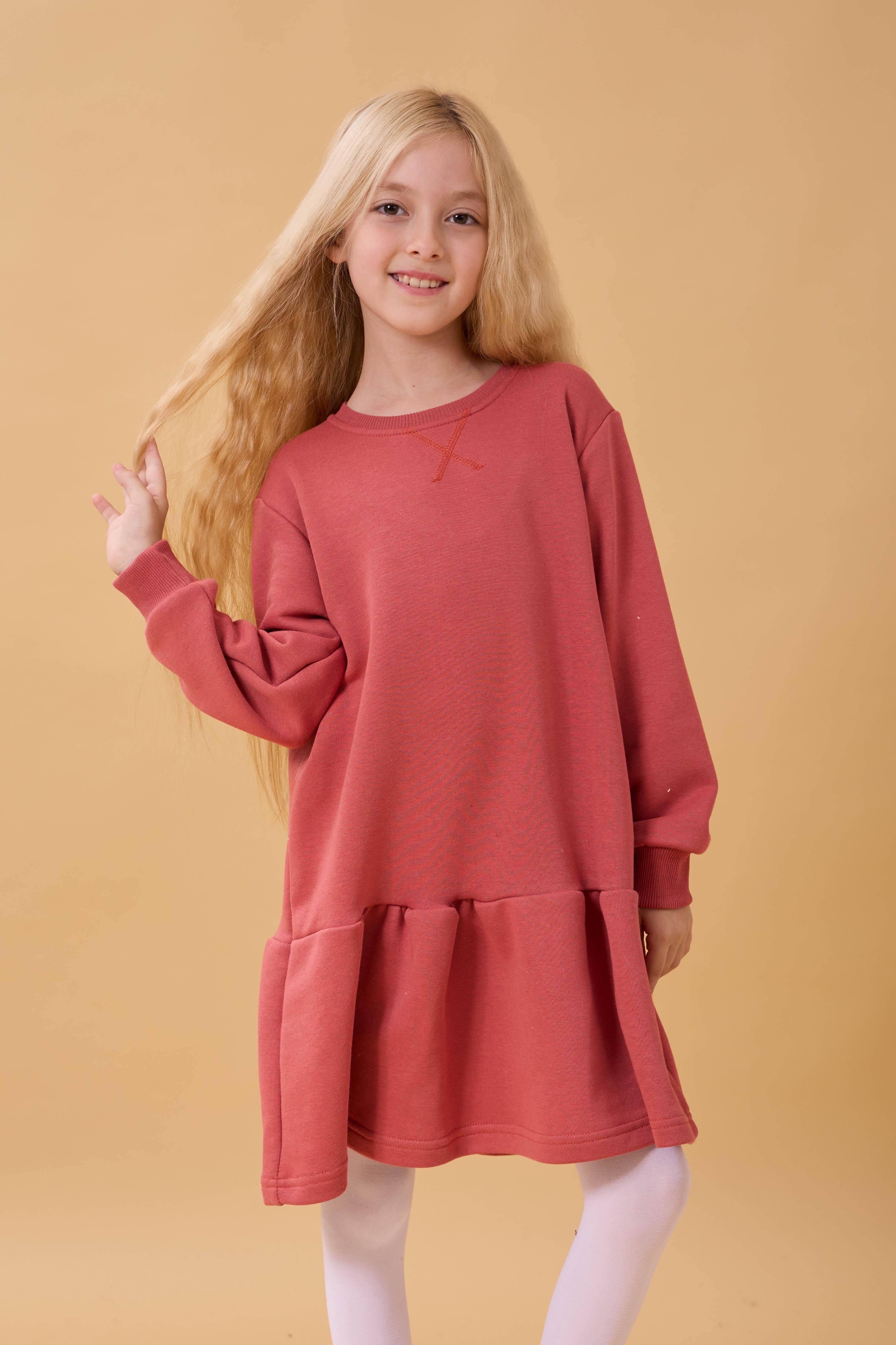 Kız Çocuk Mevsimlik Elbise Gülkurusu