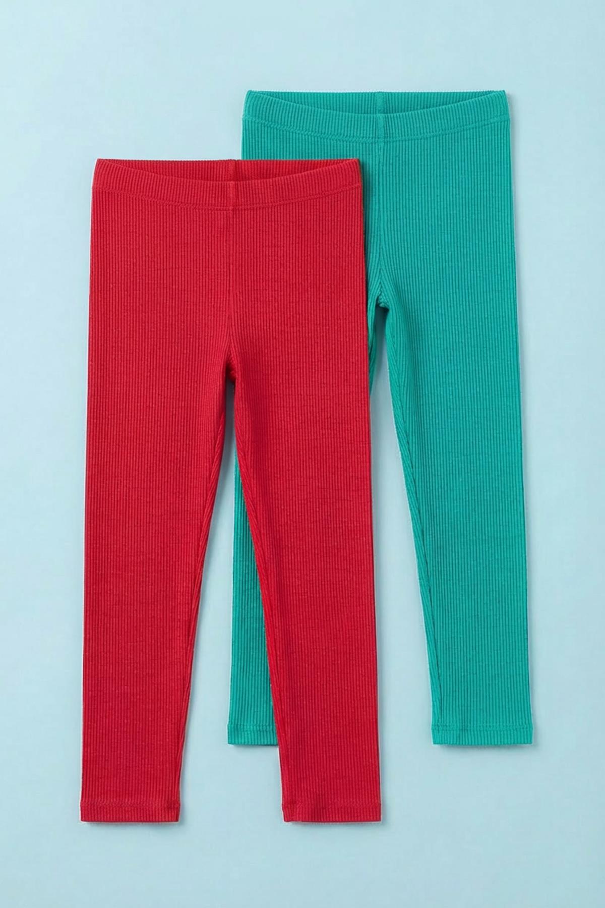 Kız Çocuk Mevsimlik Pamuk Kaşkorse 2’li Tayt