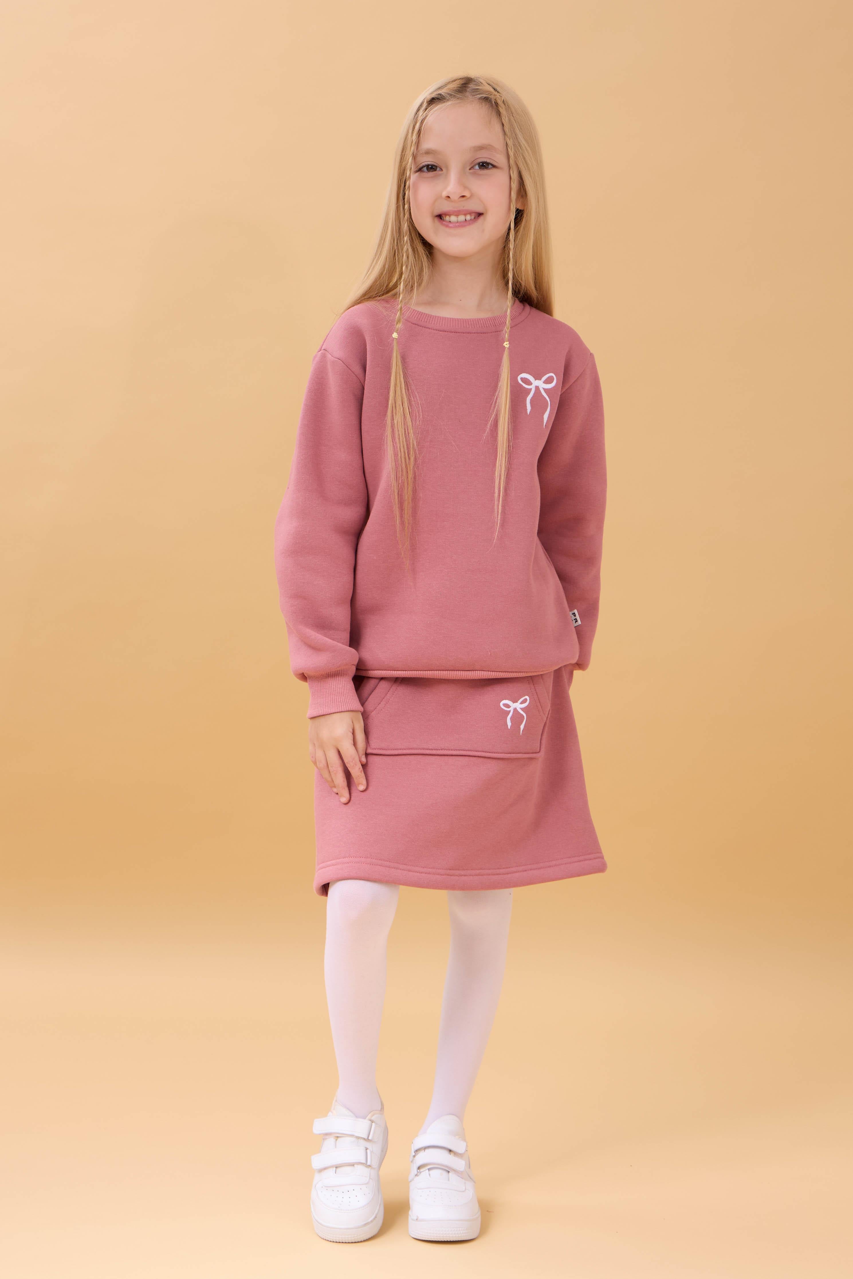 Kız Çocuk Nakışlı Şardonlu Etekli Kolej Takım