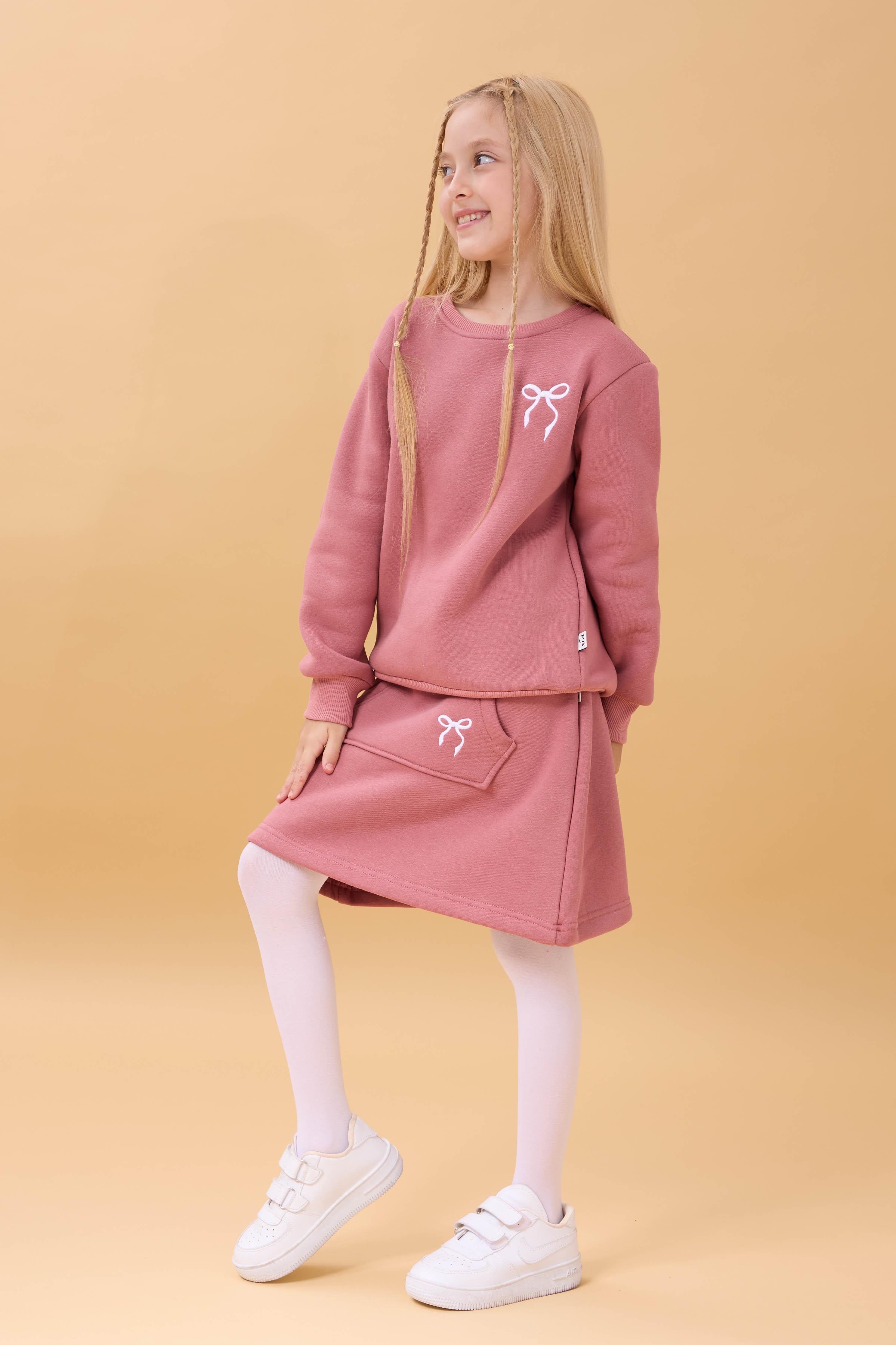 Kız Çocuk Nakışlı Şardonlu Etekli Kolej Takım