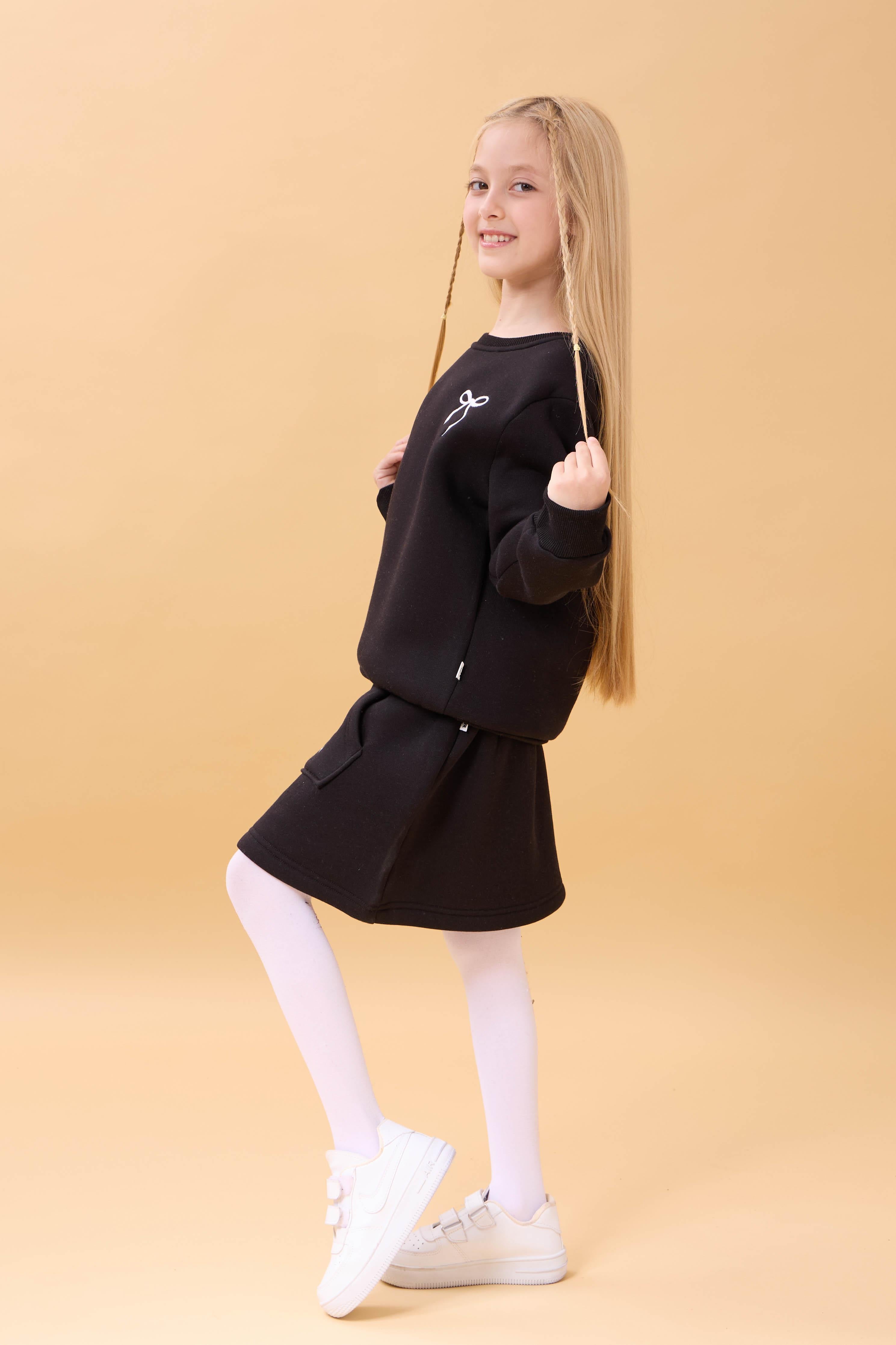 Kız Çocuk Nakışlı Şardonlu Etekli Kolej Takım