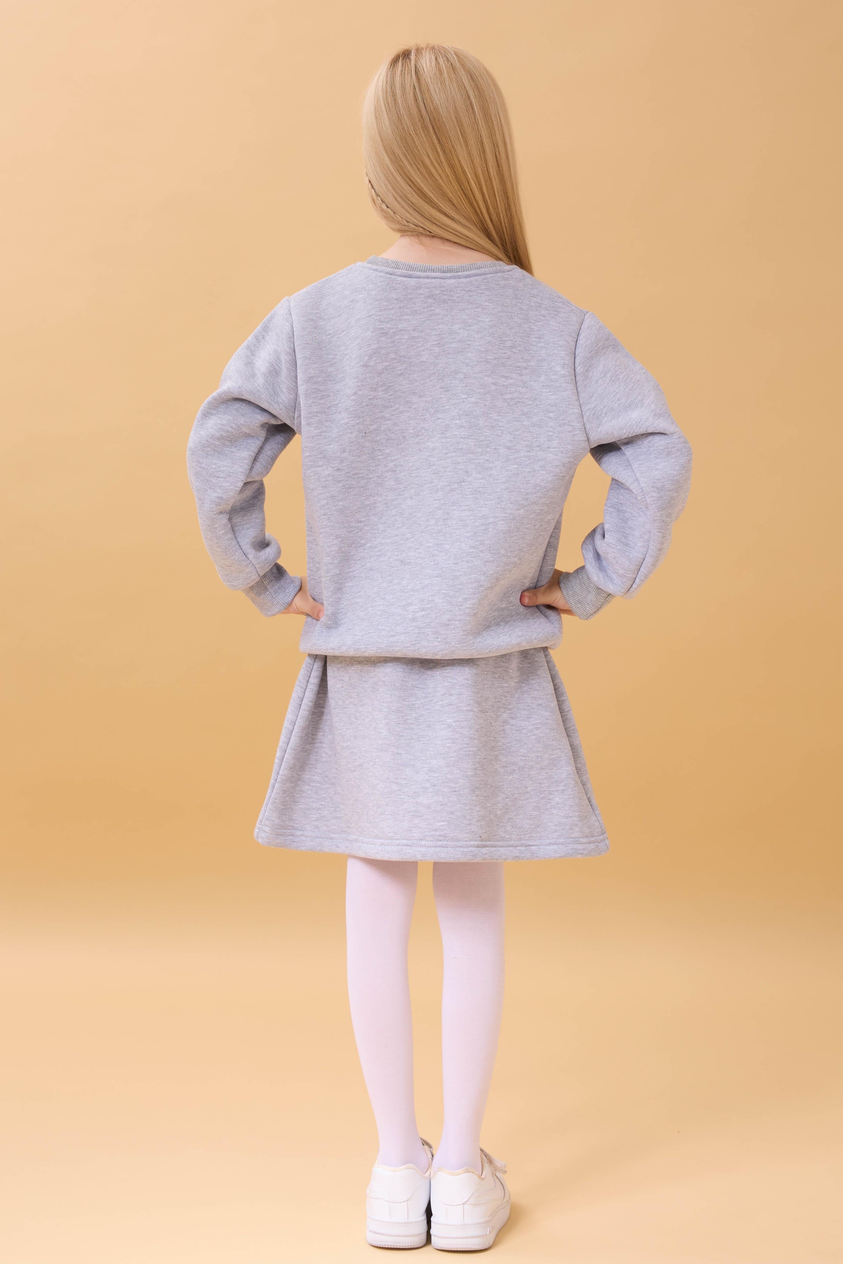 Kız Çocuk Nakışlı Şardonlu Etekli Kolej Takım