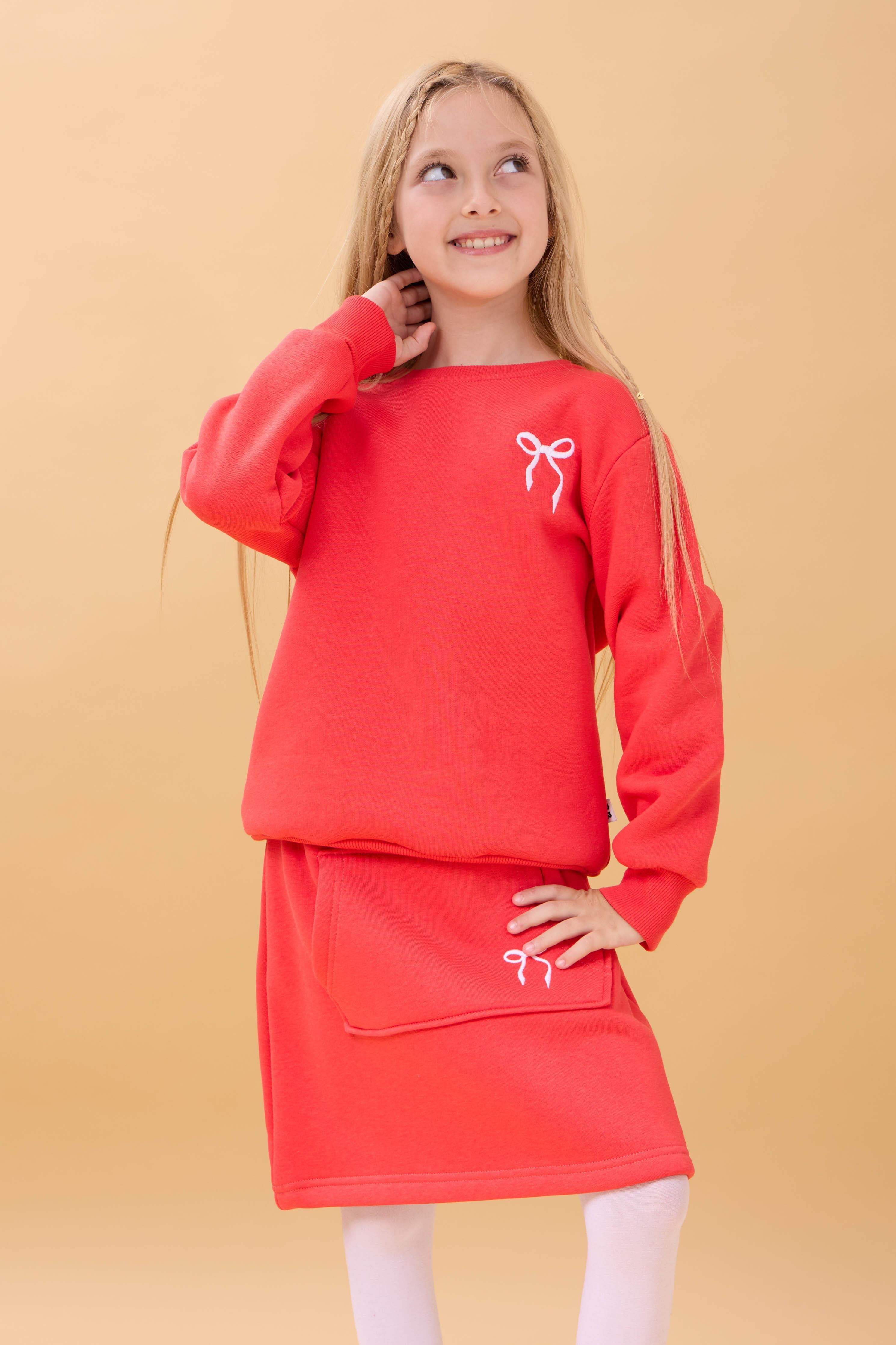 Kız Çocuk Nakışlı Şardonlu Etekli Kolej Takım