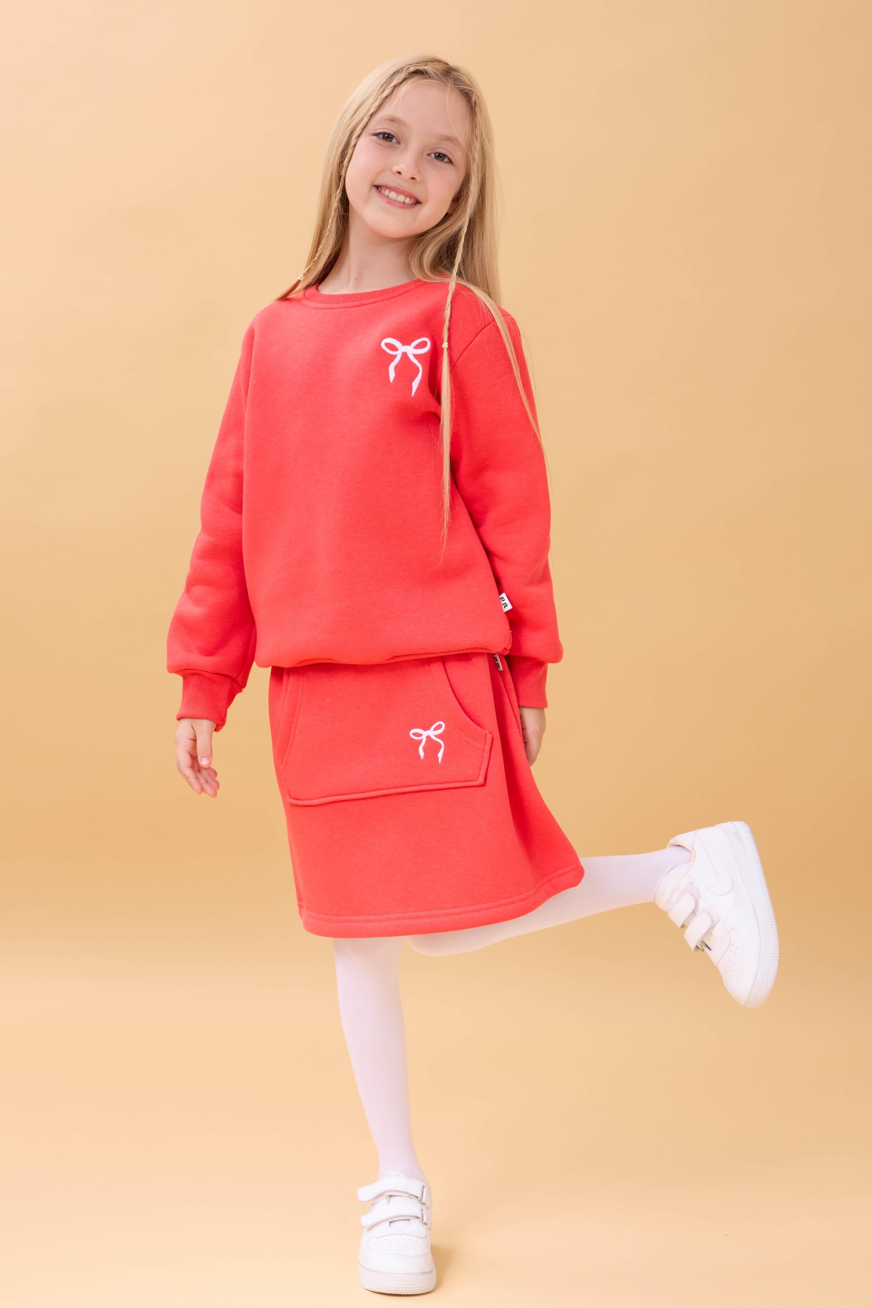 Kız Çocuk Nakışlı Şardonlu Etekli Kolej Takım