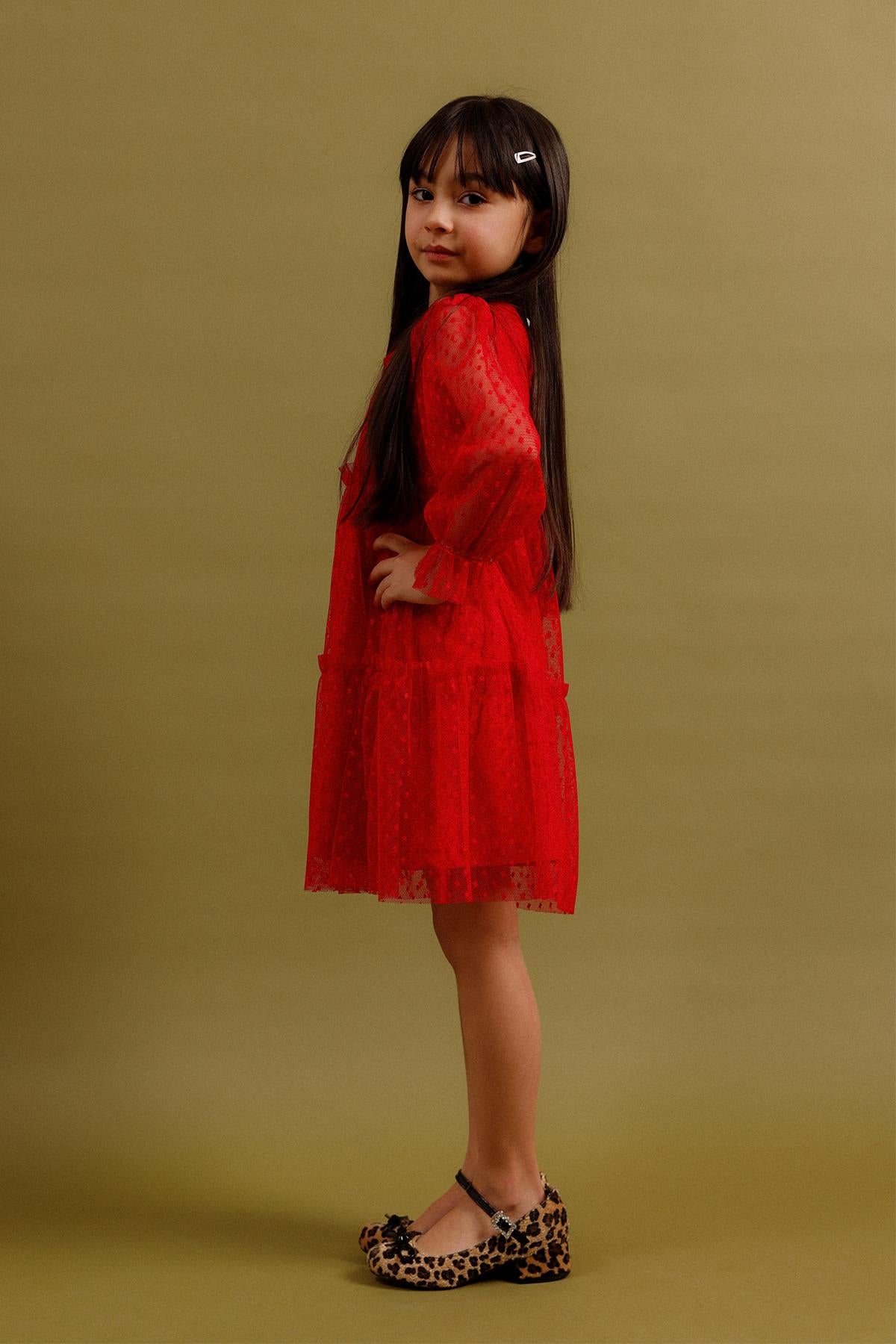 Kız Çocuk Şapkalı Tül Elbise – Özel Gün Kombini