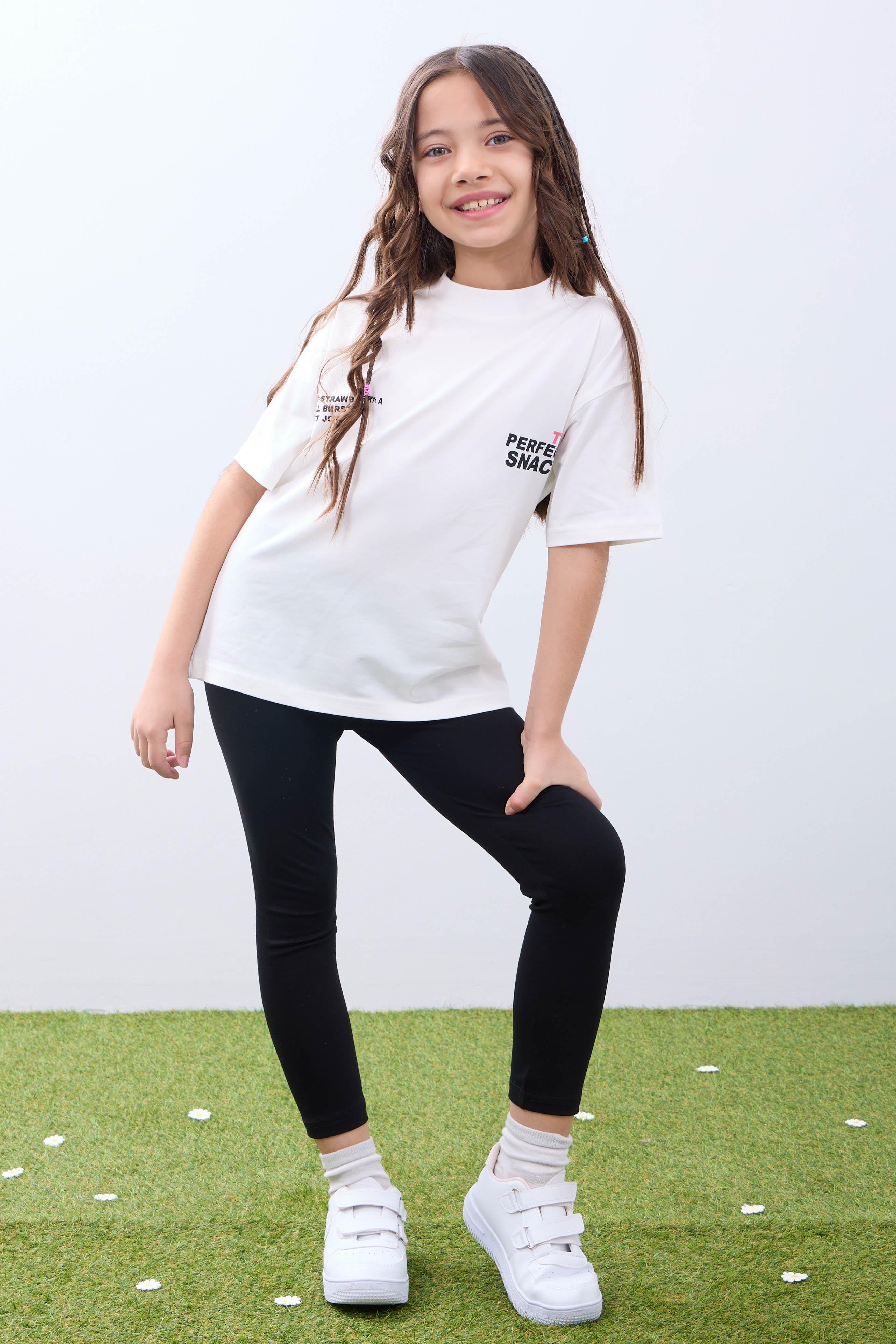 Kız Çocuk Tişört ve Taytlı Takım Yumuşak ve Rahat Yazlık Takım