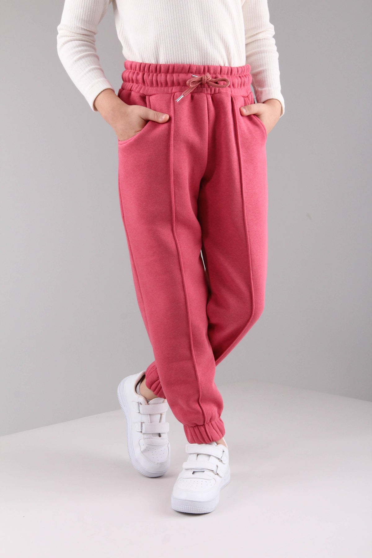 Lastikli İçi Polarlı Cepli Rahat Unisex Çocuk Eşofman Altı