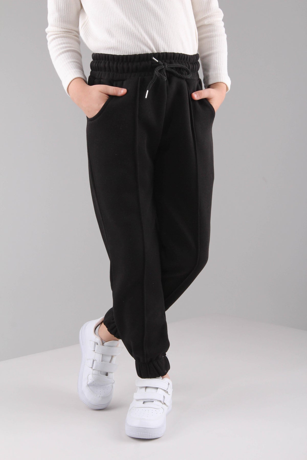 Lastikli İçi Polarlı Cepli Rahat Unisex Çocuk Eşofman Altı