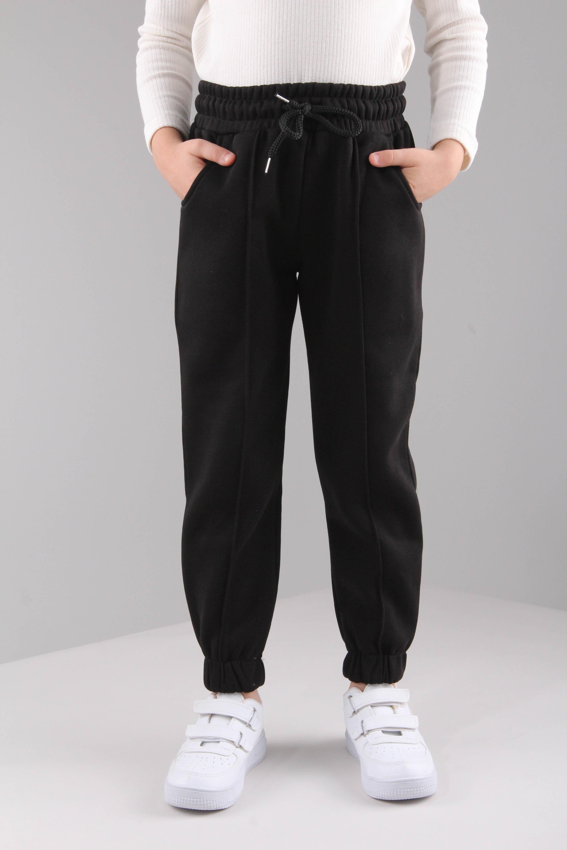 Lastikli İçi Polarlı Cepli Rahat Unisex Çocuk Eşofman Altı