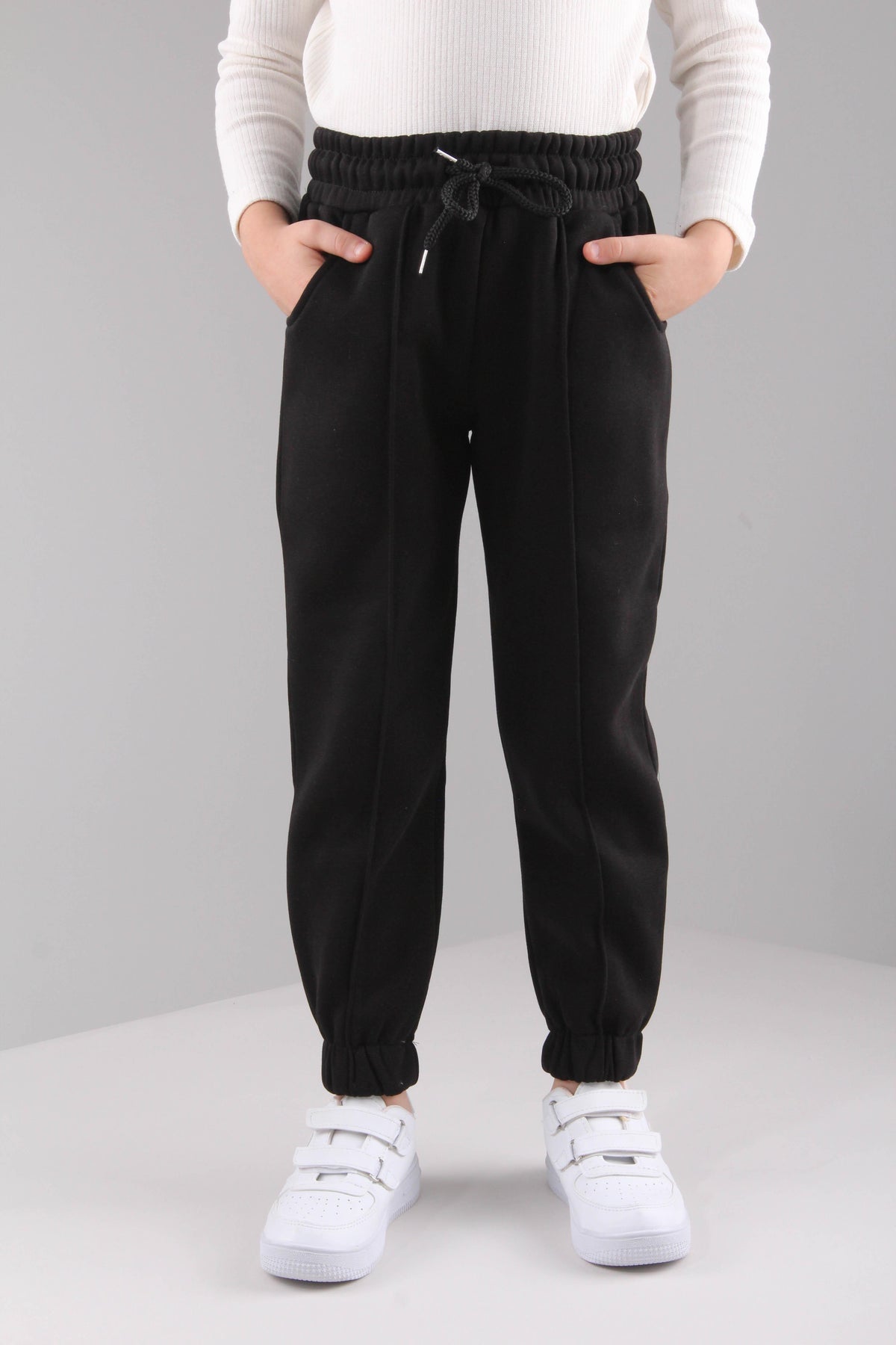 Lastikli İçi Polarlı Cepli Rahat Unisex Çocuk Eşofman Altı
