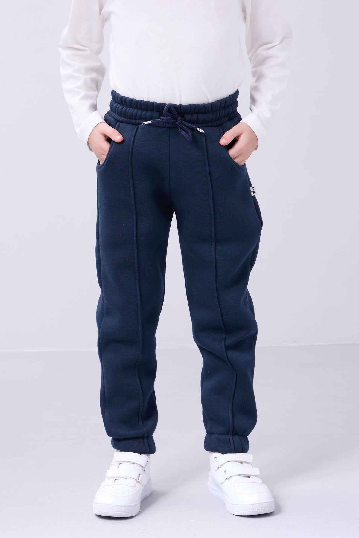 Lastikli İçi Polarlı Cepli Rahat Unisex Çocuk Eşofman Altı