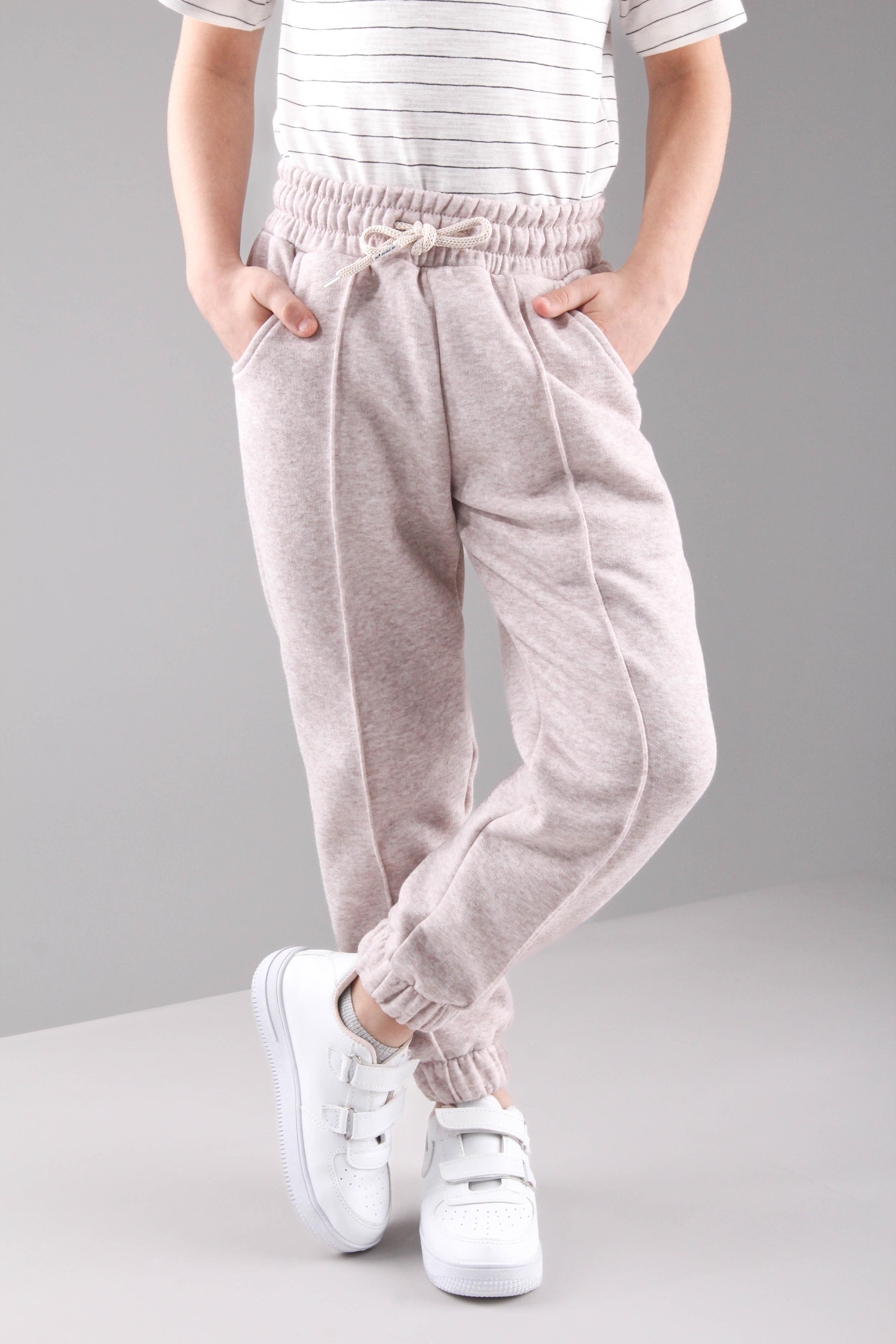 Lastikli İçi Polarlı Cepli Rahat Unisex Çocuk Eşofman Altı