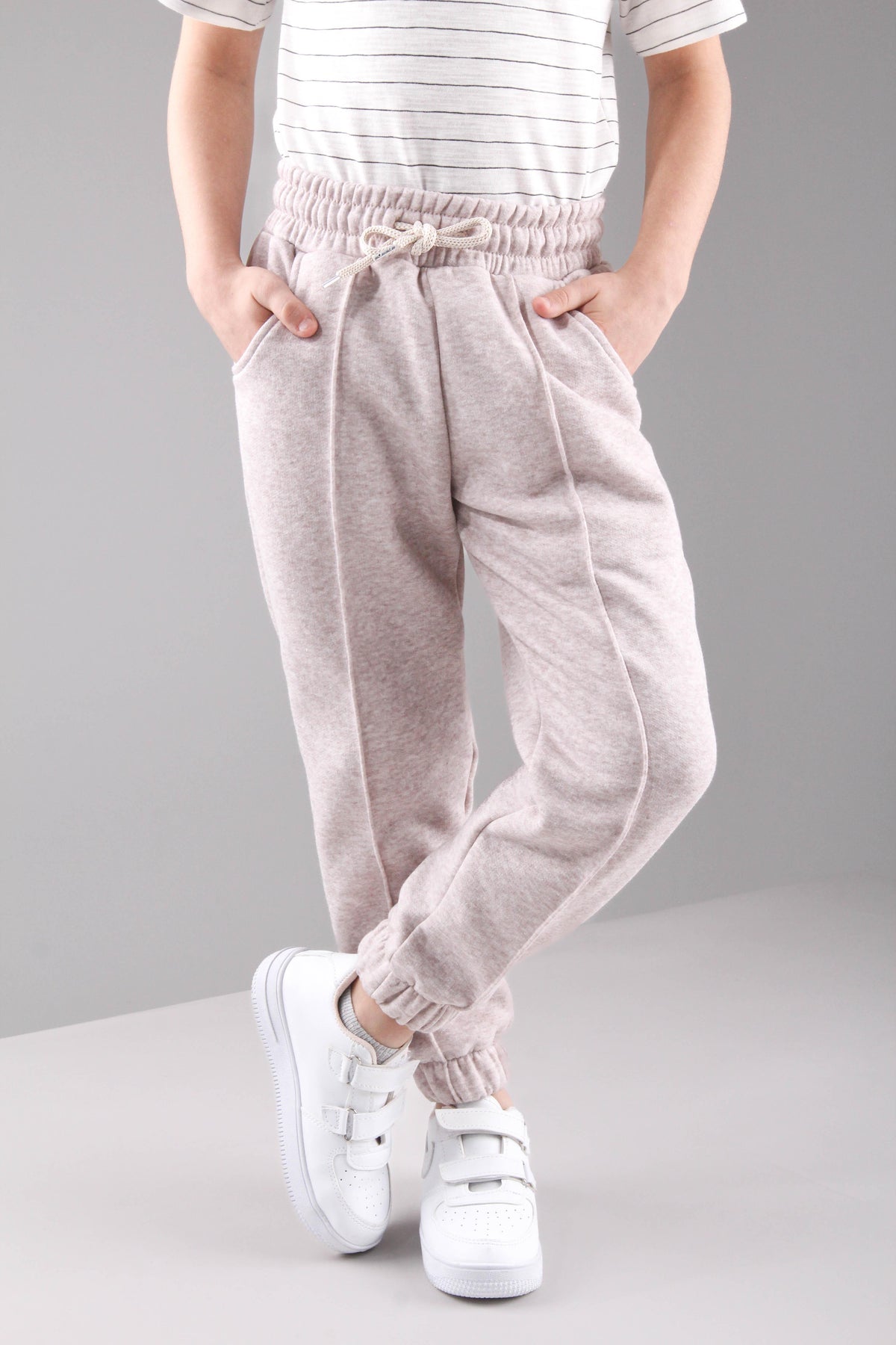 Lastikli İçi Polarlı Cepli Rahat Unisex Çocuk Eşofman Altı