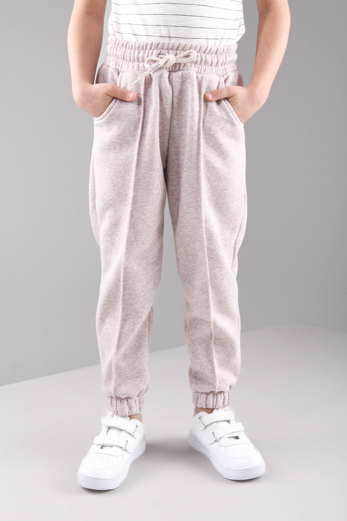 Lastikli İçi Polarlı Cepli Rahat Unisex Çocuk Eşofman Altı