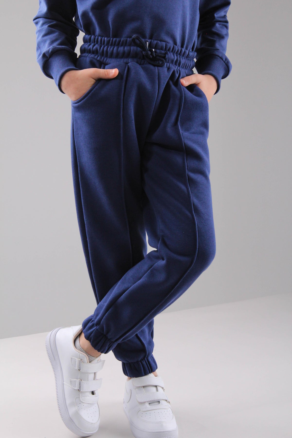 Lastikli İçi Polarlı Cepli Rahat Unisex Çocuk Eşofman Altı