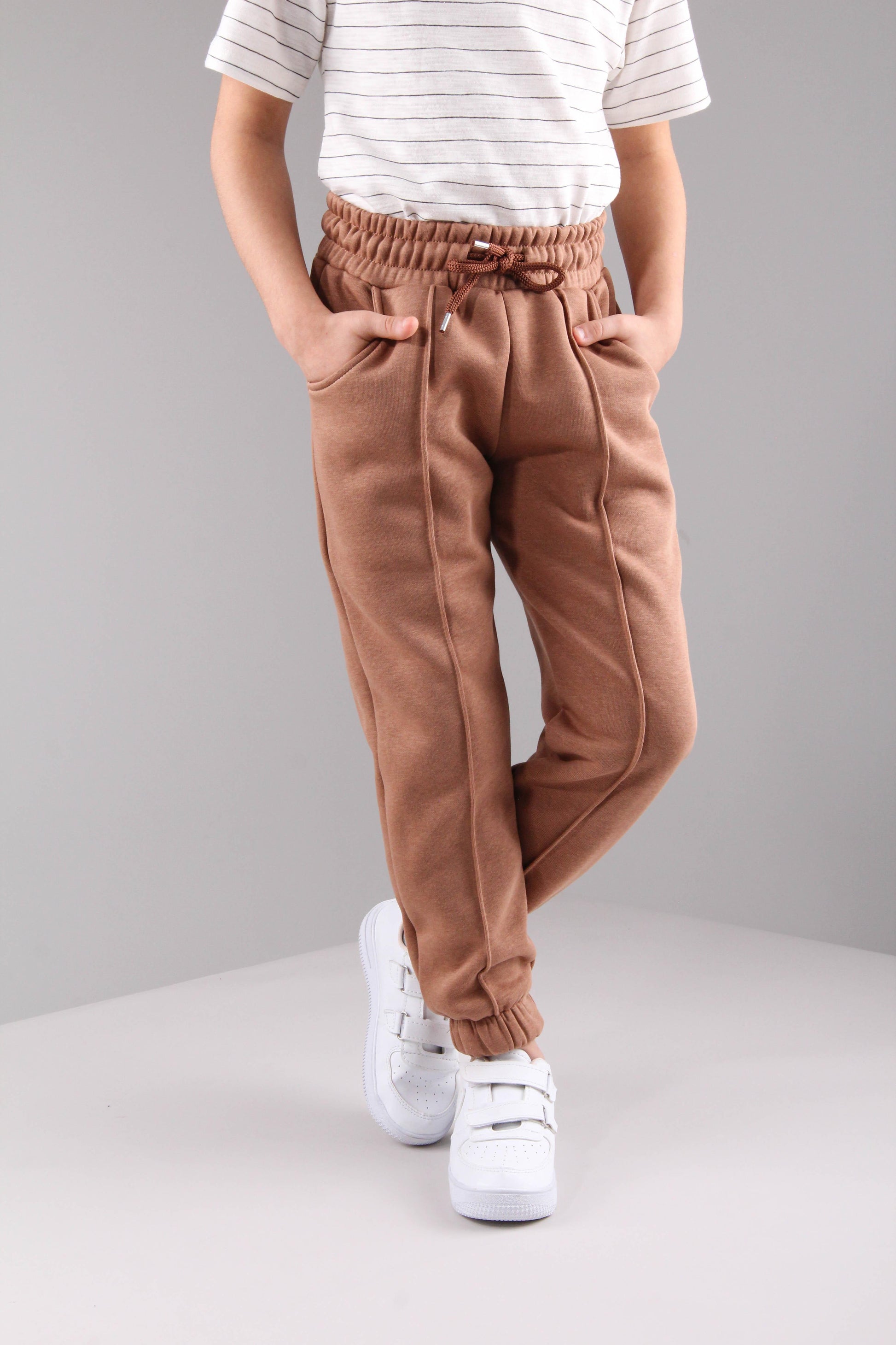 Lastikli İçi Polarlı Cepli Rahat Unisex Çocuk Eşofman Altı