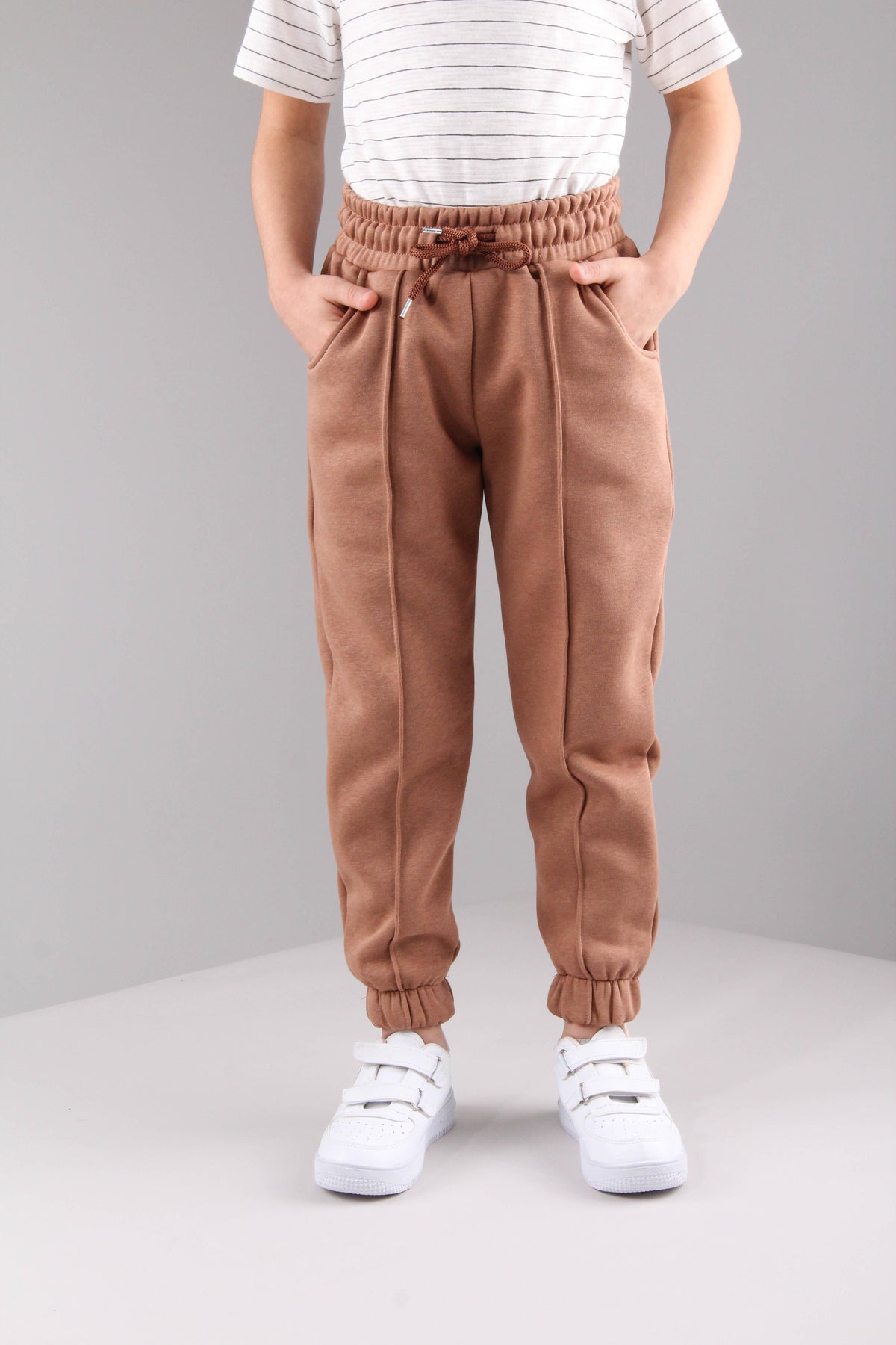 Lastikli İçi Polarlı Cepli Rahat Unisex Çocuk Eşofman Altı