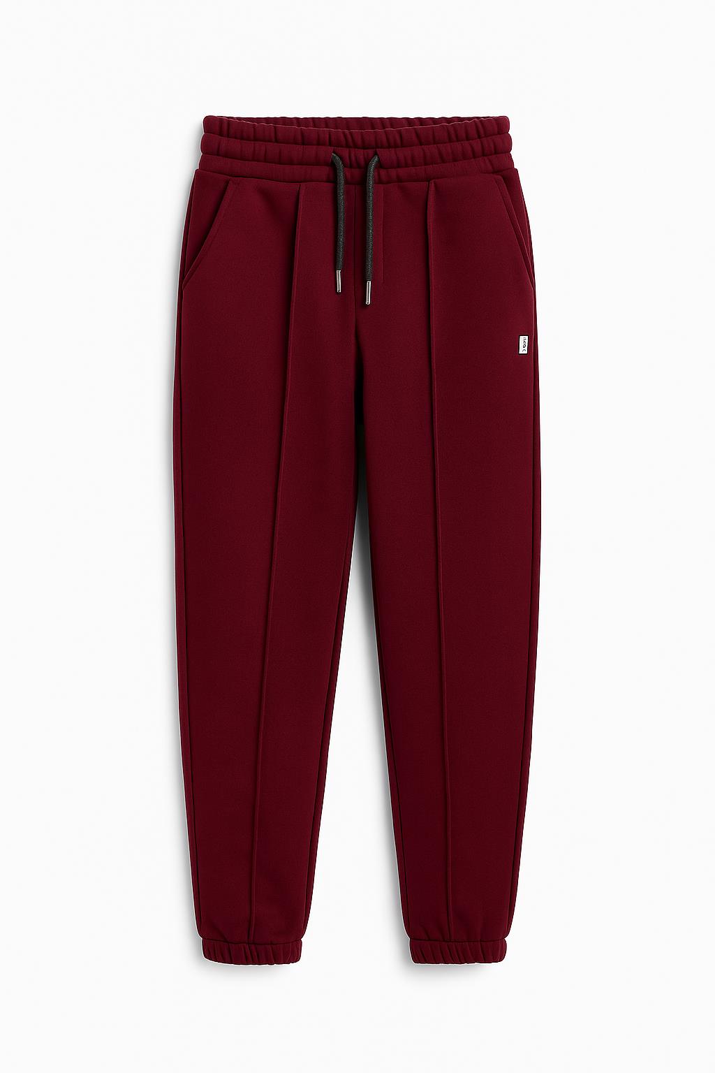 Lastikli İçi Polarlı Cepli Rahat Unisex Çocuk Eşofman Altı Bordo