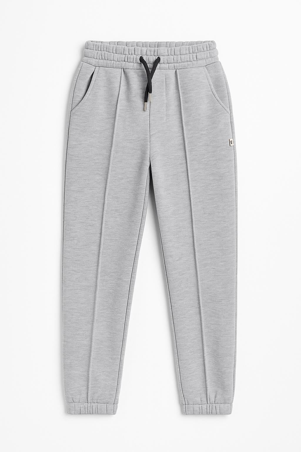 Lastikli İçi Polarlı Cepli Rahat Unisex Çocuk Eşofman Altı Gri