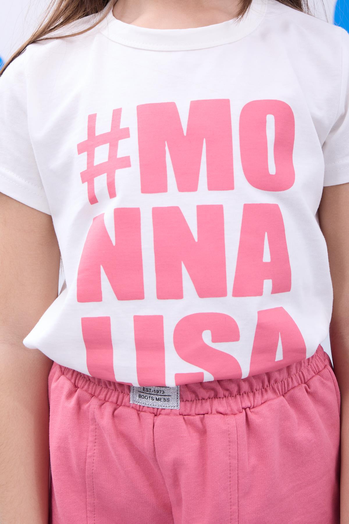 Kız Çocuk Monalisa Baskılı Şortlu Takım