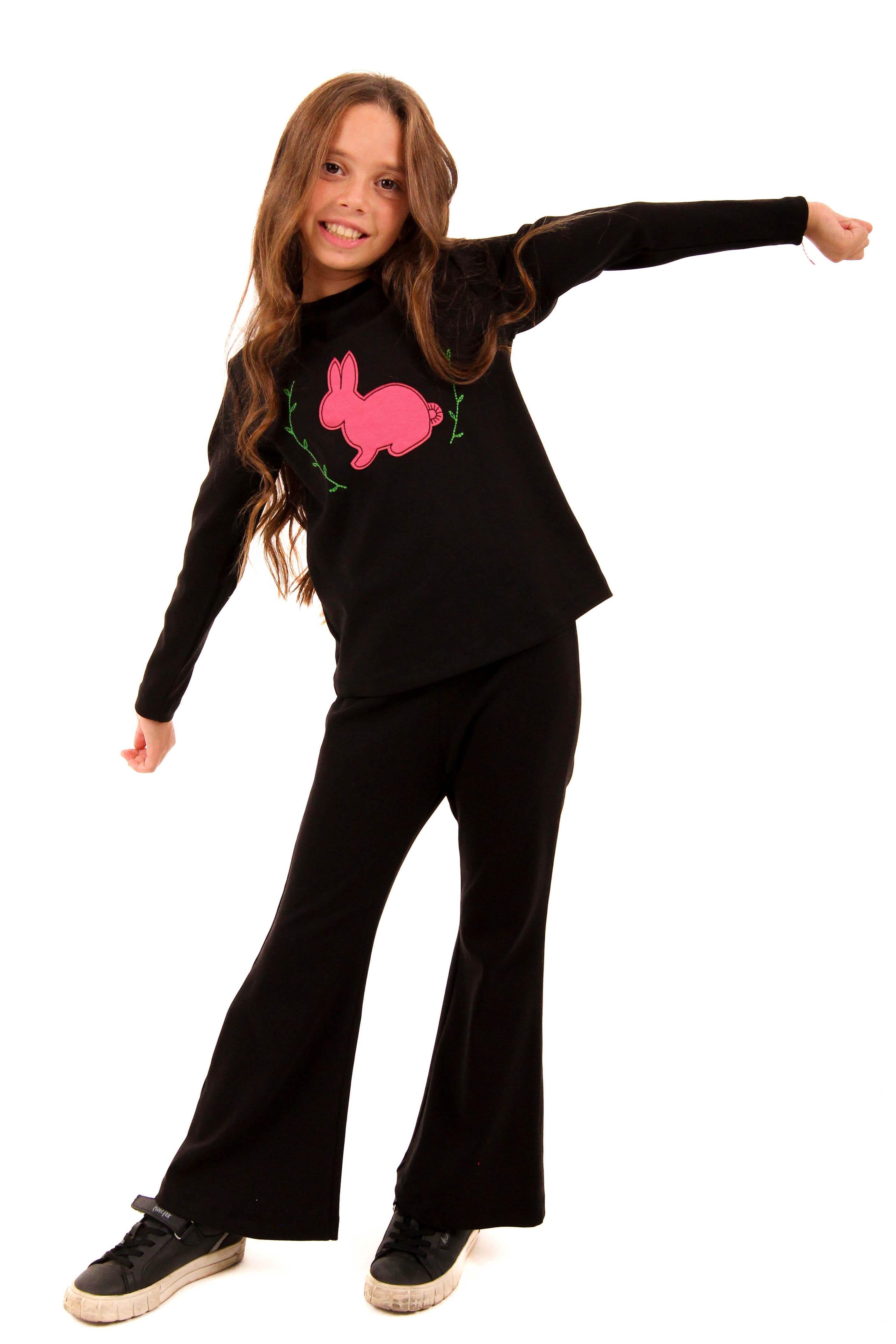 Nakışlı İspanyol Paça Kız Çocuk Takım